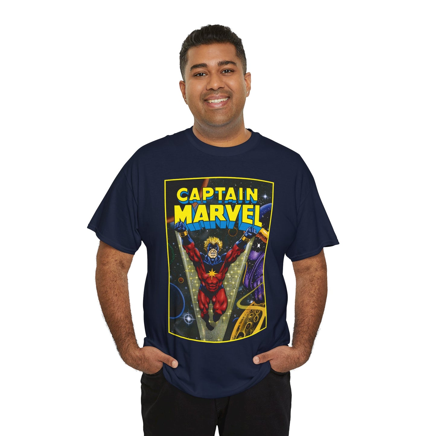 Captain Marvel T-Shirt - Mar-Vell - Thanos - Jim Starlin Art - 1970s Cosmic Superhero - Marvel Comics