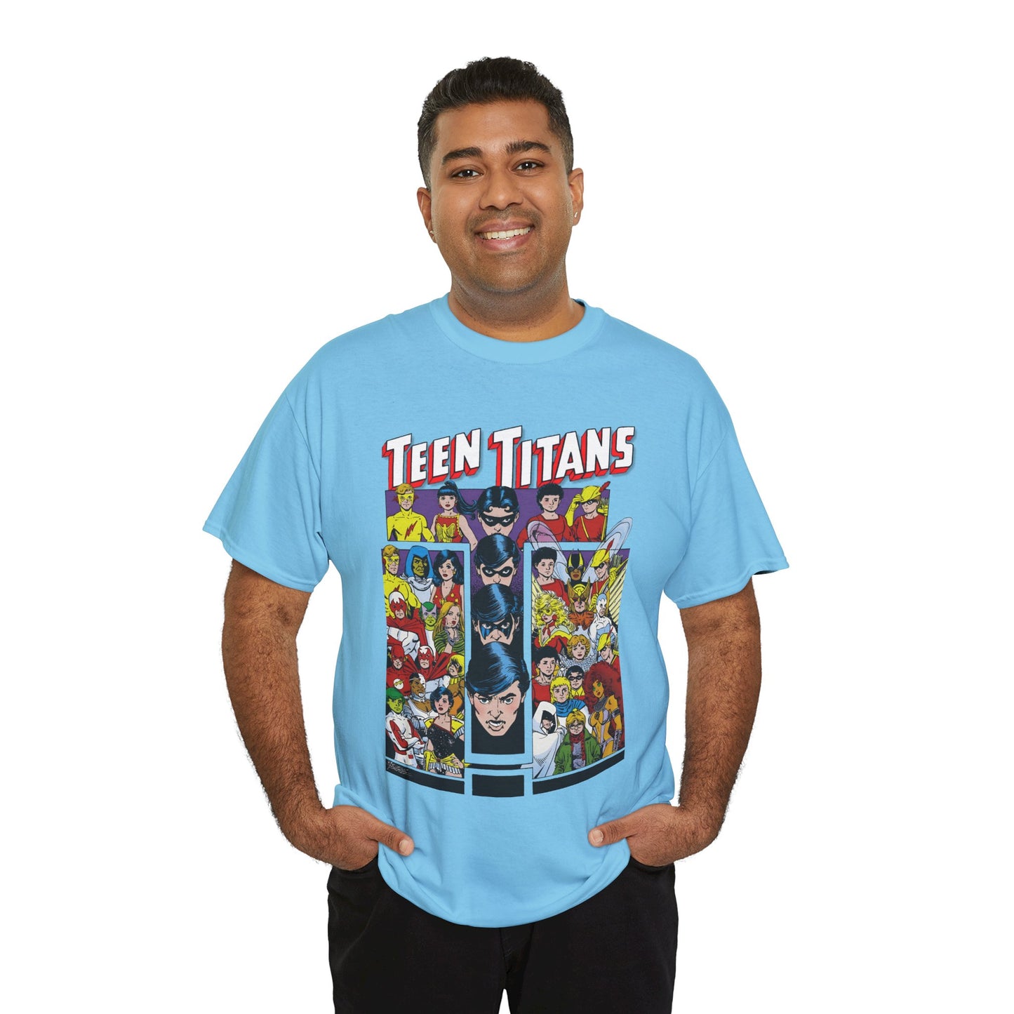Teen Titans T-Shirt - George Perez Art - Wonder Girl, Bumblebee, Kid Flash, Starfire, Cyborg, Raven, Lilith, Flash, Hawn & Dove, Robin - DC Comics