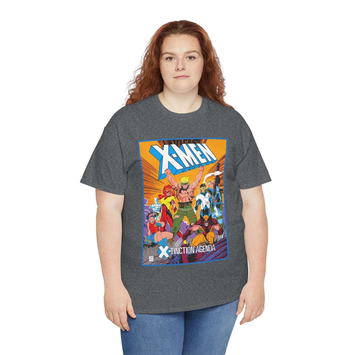 Uncanny X-Men T-Shirt - Jim Lee Art - Wolverine, Cyclops, Jean Grey, Cable, Iceman, Havok, Jubilee - X-Tinction Agenda - Marvel Comics