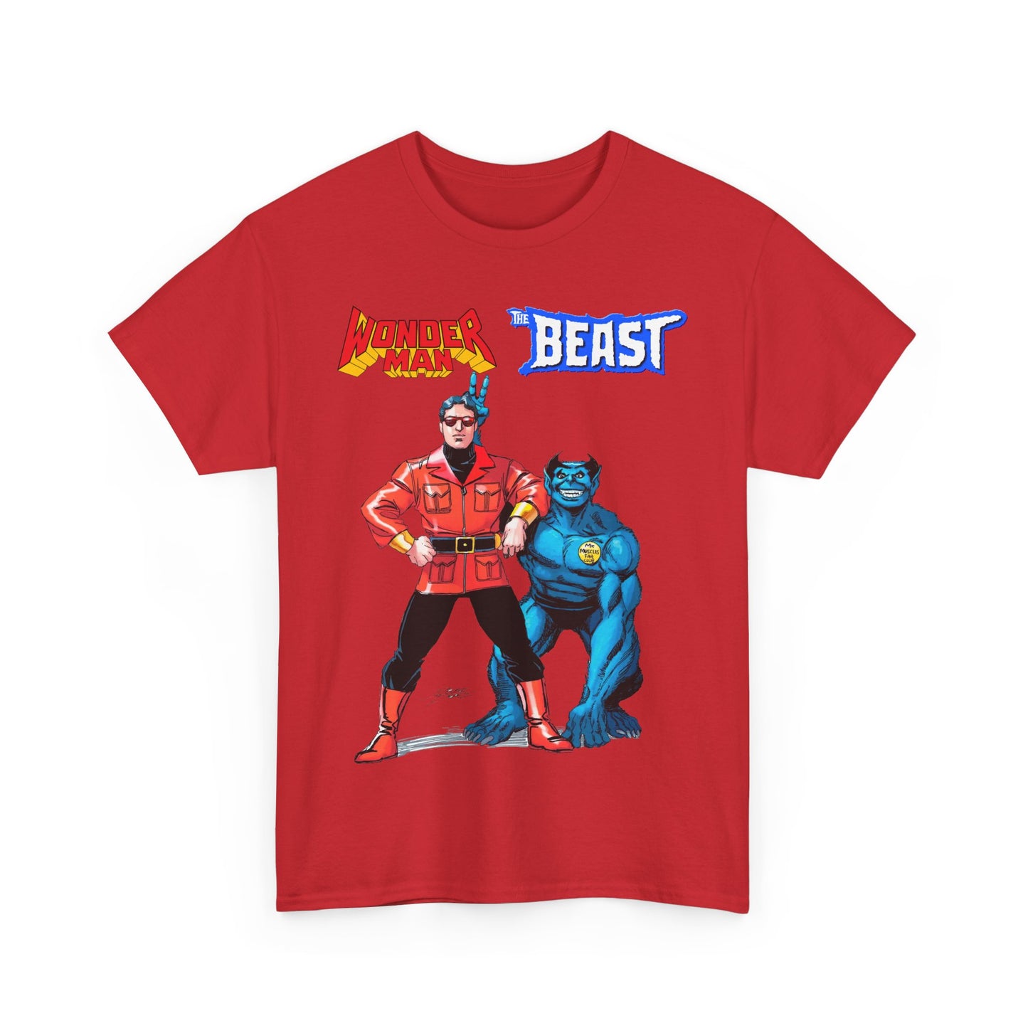 Wonder Man & Beast T-Shirt - George Perez Art - Popular Avengers, X-Men Members - Simon Williams & Hank McCoy - Marvel Comics