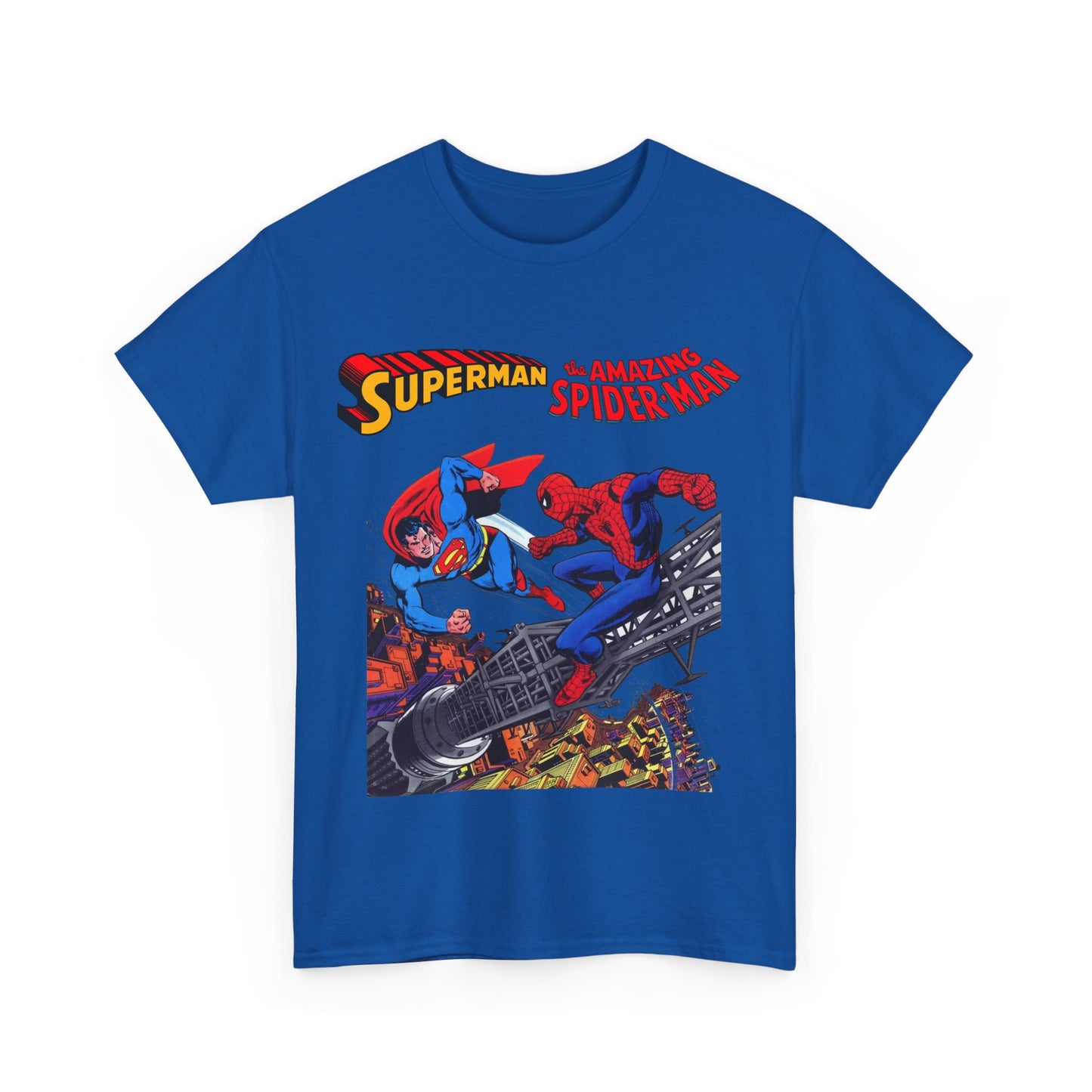 Superman & Amazing Spider-Man T-Shirt - DC/Marvel Comics Crossover - 1970s - Clark Kent & Peter Parker
