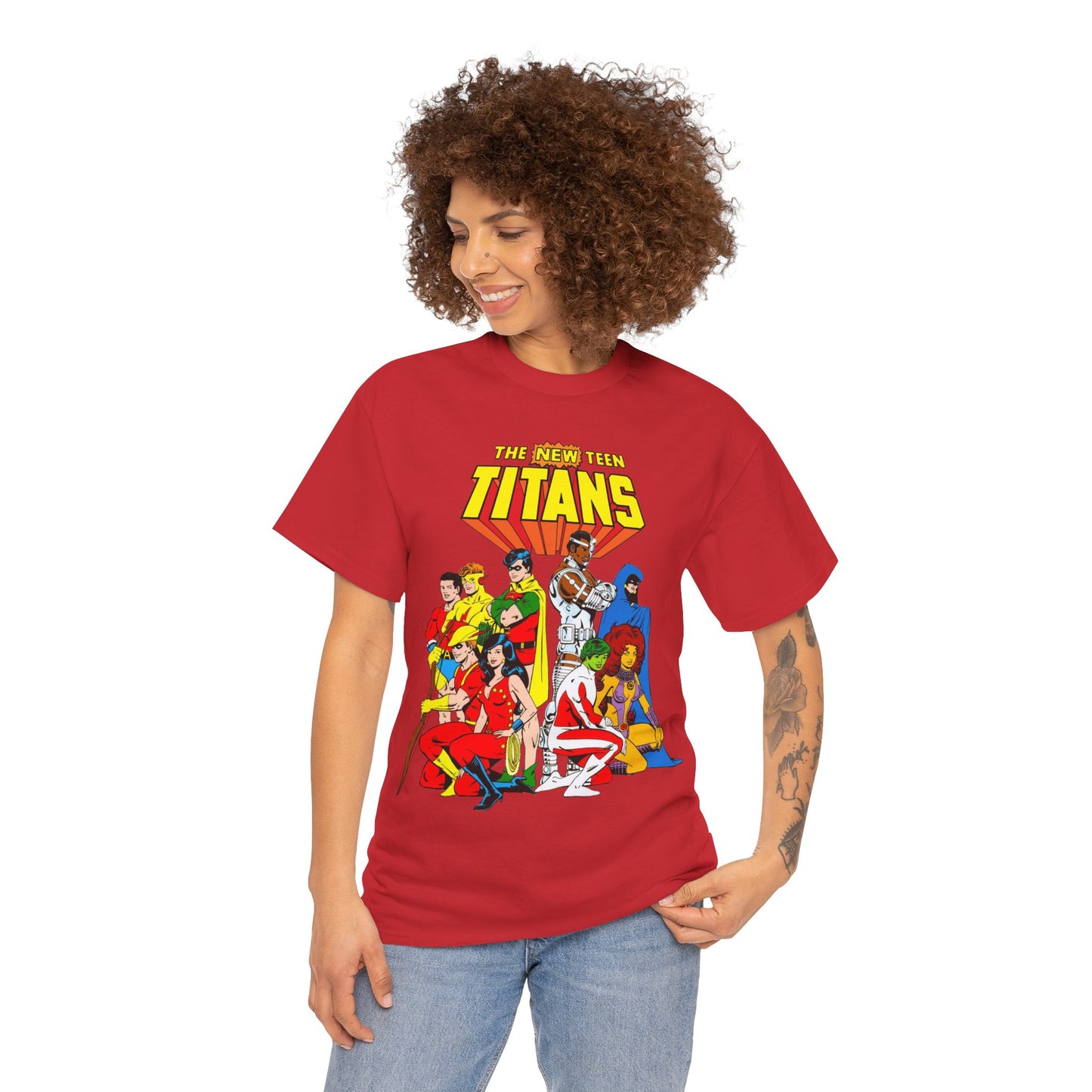 New Teen Titans T-Shirt - George Perez Art - Robin, Wonder Girl, Starfire, Raven, Cyborg, Speedy, Aqualad - DC Comics