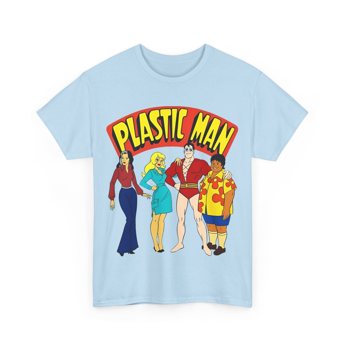 Plastic Man T-Shirt - Penny, Hula-Hula - Ruby-Spears Saturday Morning Cartoon 1980s - DC Comics Character