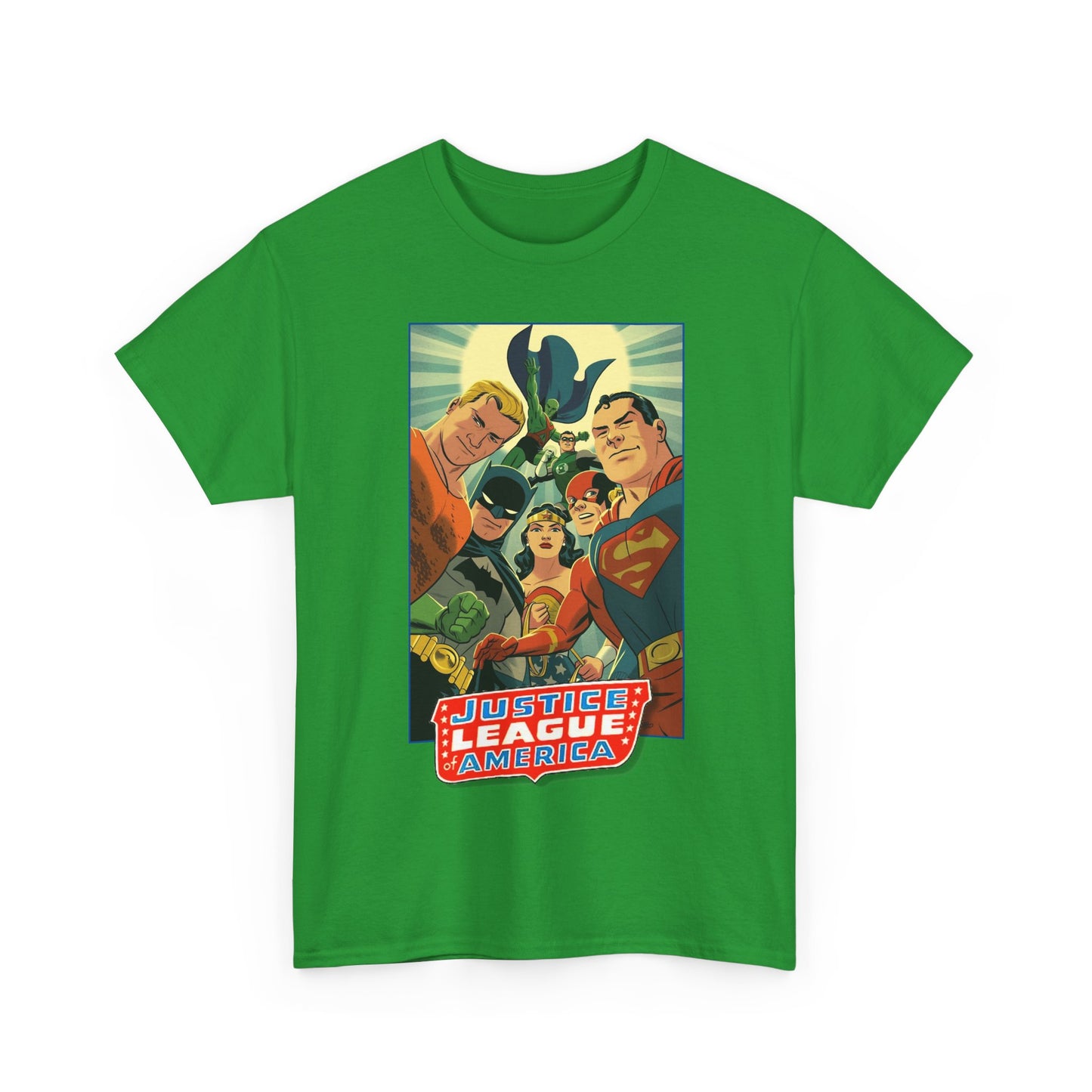 Justice League of America T-Shirt - Michael Cho Art - Superman, Flash, Wonder Woman, Green Lantern, Batman, Martian Manhunter - Silver Age Team - DC Comics