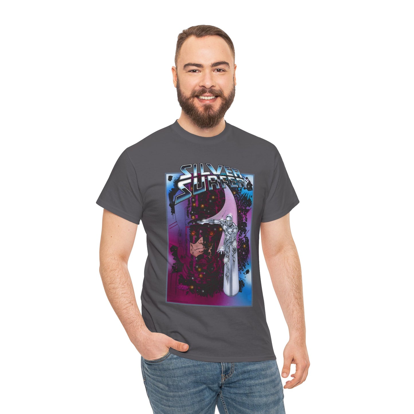 Silver Surfer & Galactus T-Shirt - John Byrne Art - Fantastic Four Connection - Former Herald, Norrin Radd - Marvel Comics