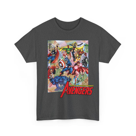 Avengers T-Shirt - George Perez Art - Captain America, Iron Man, Thor, Scarlet Witch, Black Panther, Wonder Man, Beast, Vision - Marvel Comics