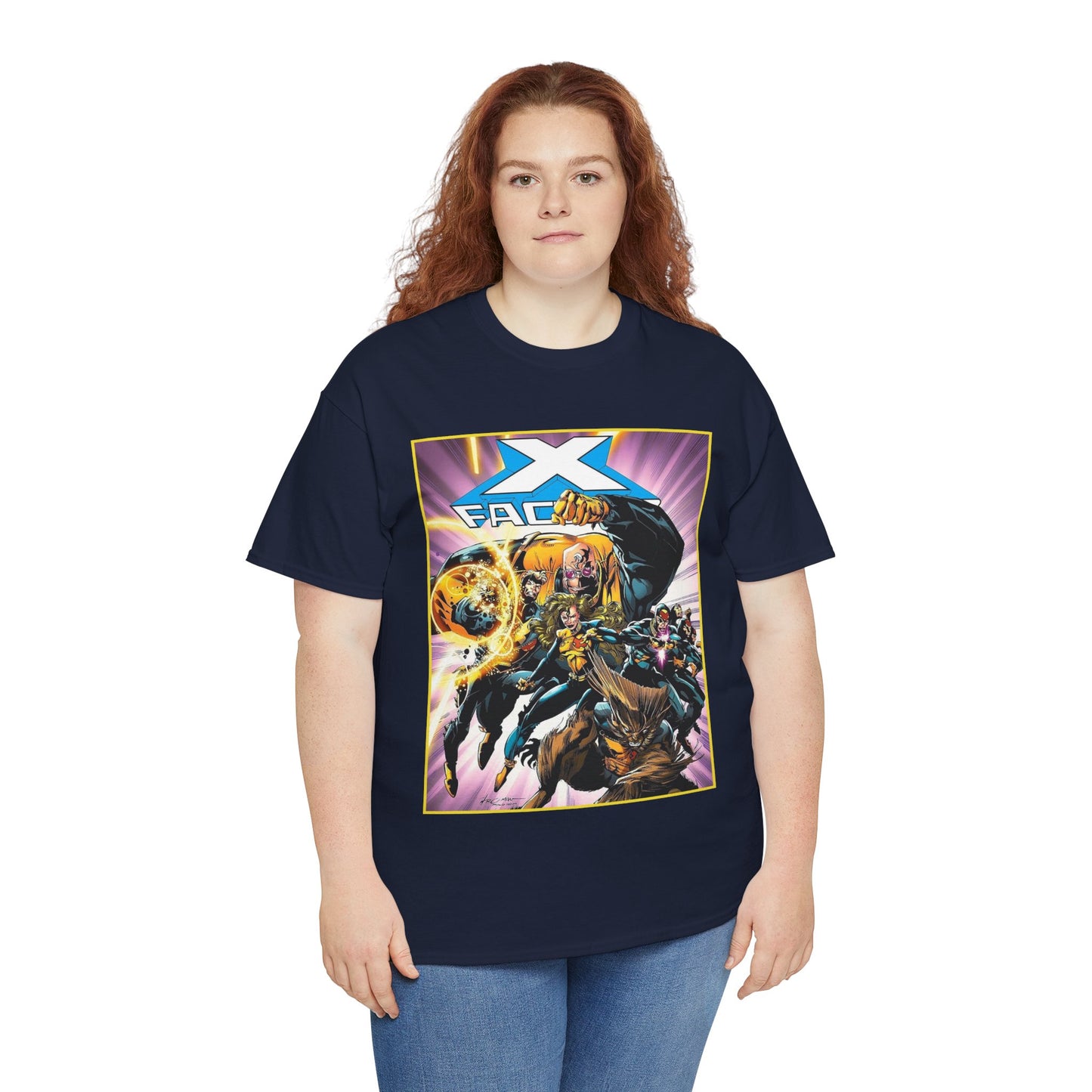X-Factor T-Shirt - Larry Stroman Art - Polaris, Havok, Strong Guy, Jamie Madrox - X-Men Spin-Off - Mutant Heroes - Marvel Comics