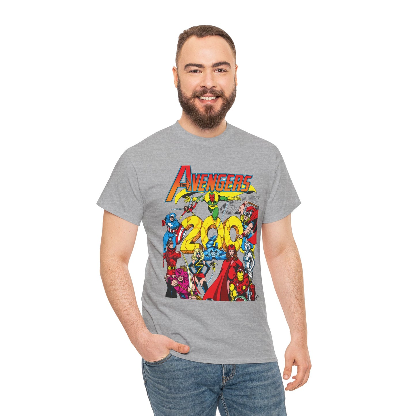 Avengers T-Shirt - George Perez Art - #200 Cover - Thor, Scarlet Witch, Iron Man, Vision, Hawkeye, Beast, Jocasta, Wasp, Captain America, Wonder Man