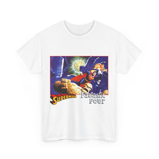 Superman & Fantastic Four T-Shirt - Marvel, DC Comics - Alex Ross, Dan Jurgens - 1990s Crossover Vs Galactus