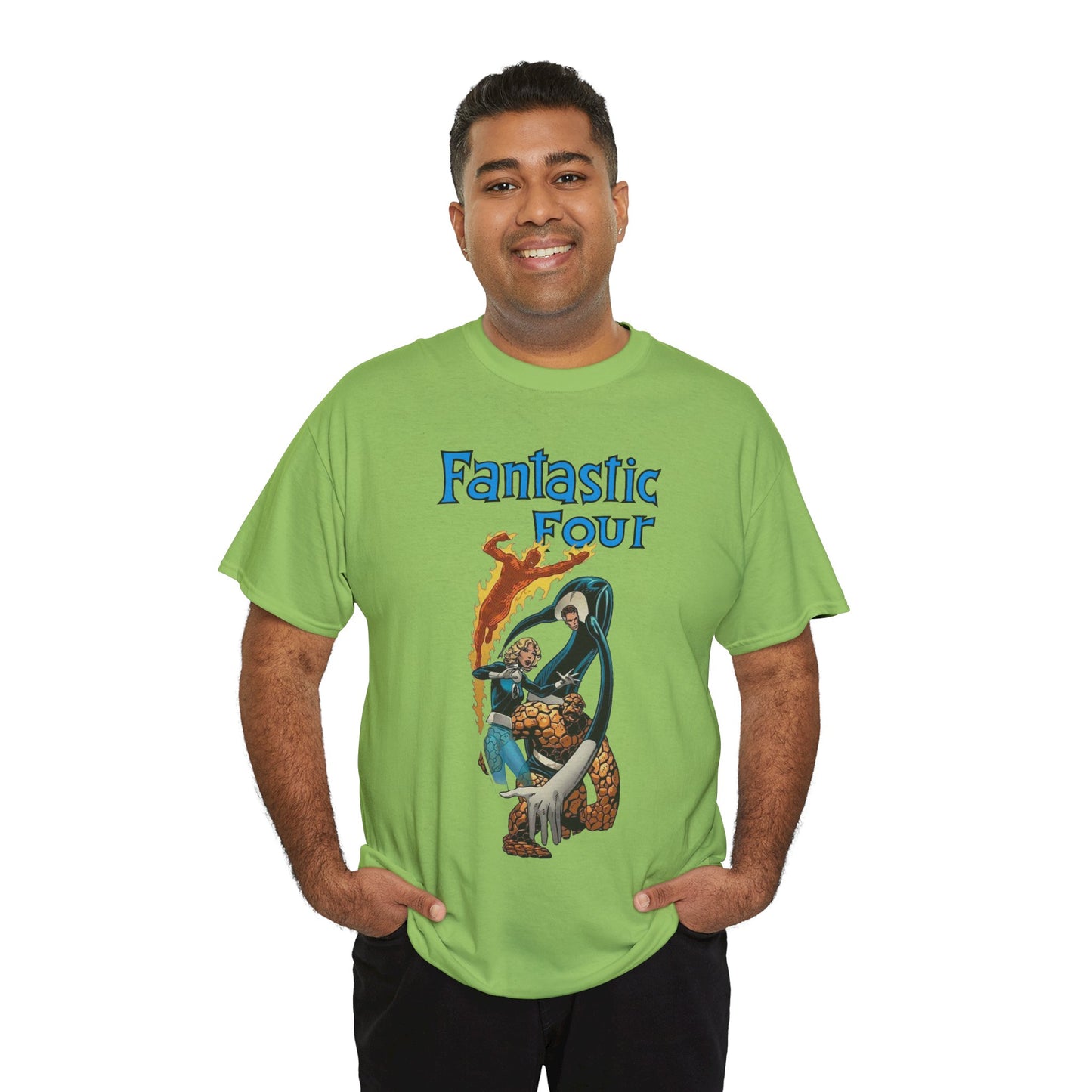 Fantastic Four T-Shirt - John Byrne Art - Invisible Woman, Reed Richards, The Thing, Human Torch - Marvel Comics