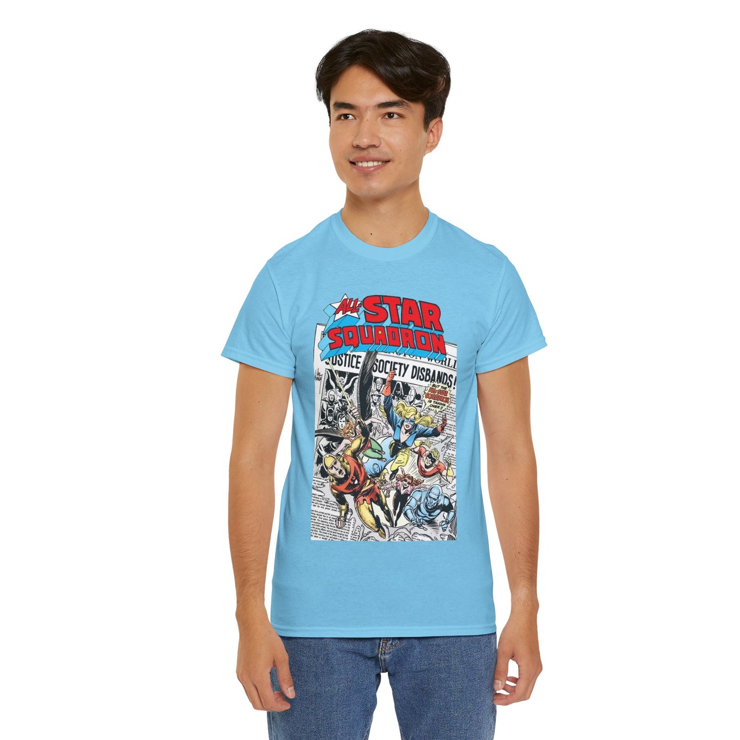 All-Star Squadron T-Shirt - Joe Kubert Art - Liberty Belle, Robotman, Shining Knight, Johnny Quick, Firebrand - JSA Connection - DC Comics