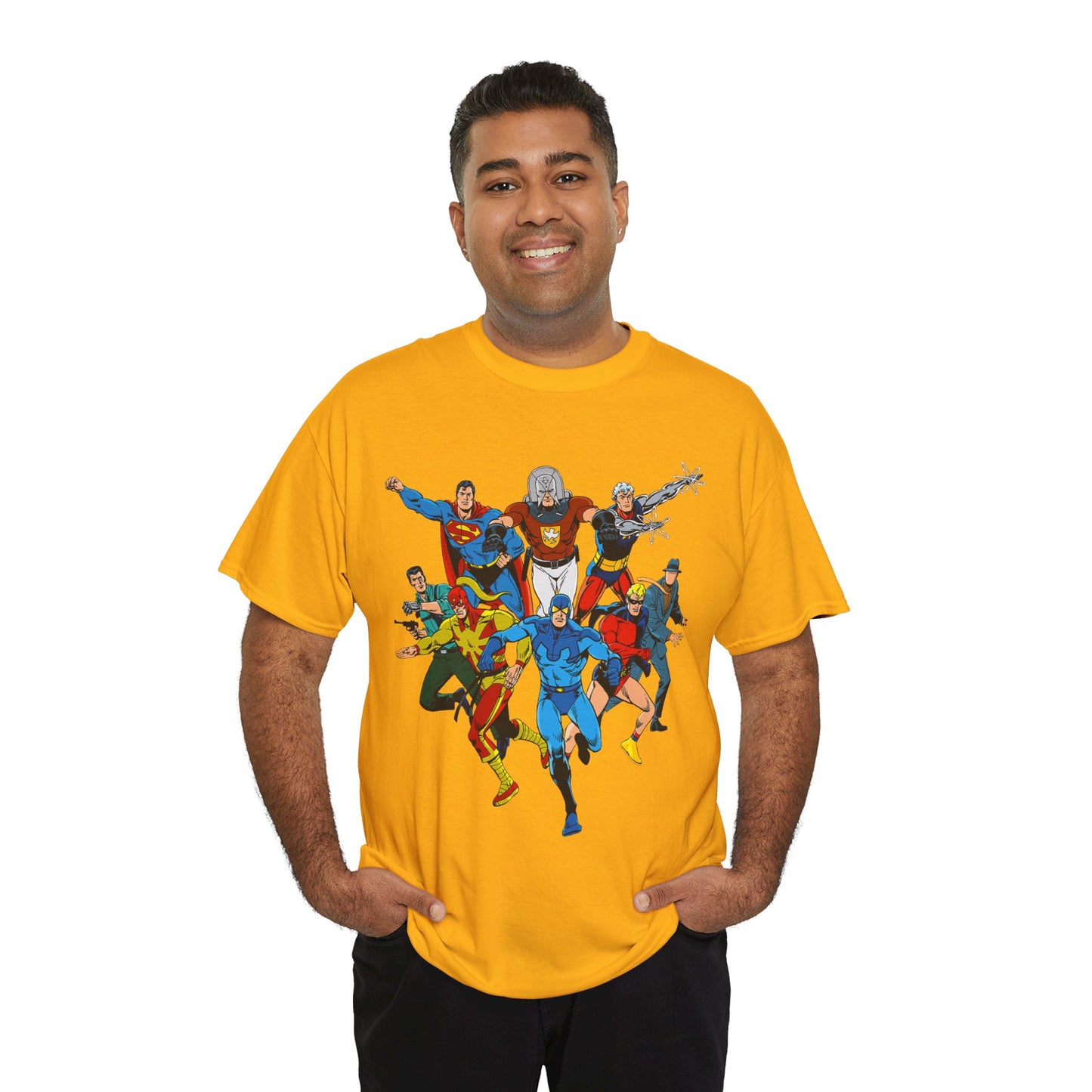 Charlton Characters T-Shirt - DC Comics - Captain Atom, Peacemaker, The Question, Blue Beetle, Judomaster