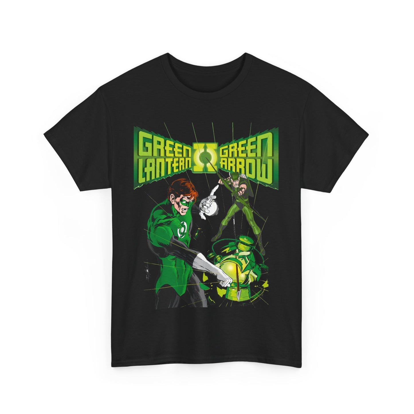 Green Lantern & Green Arrow T-Shirt - Neal Adams Art - Hal Jordan & Oliver Queen - Justice League Members - 1970s DC Comics