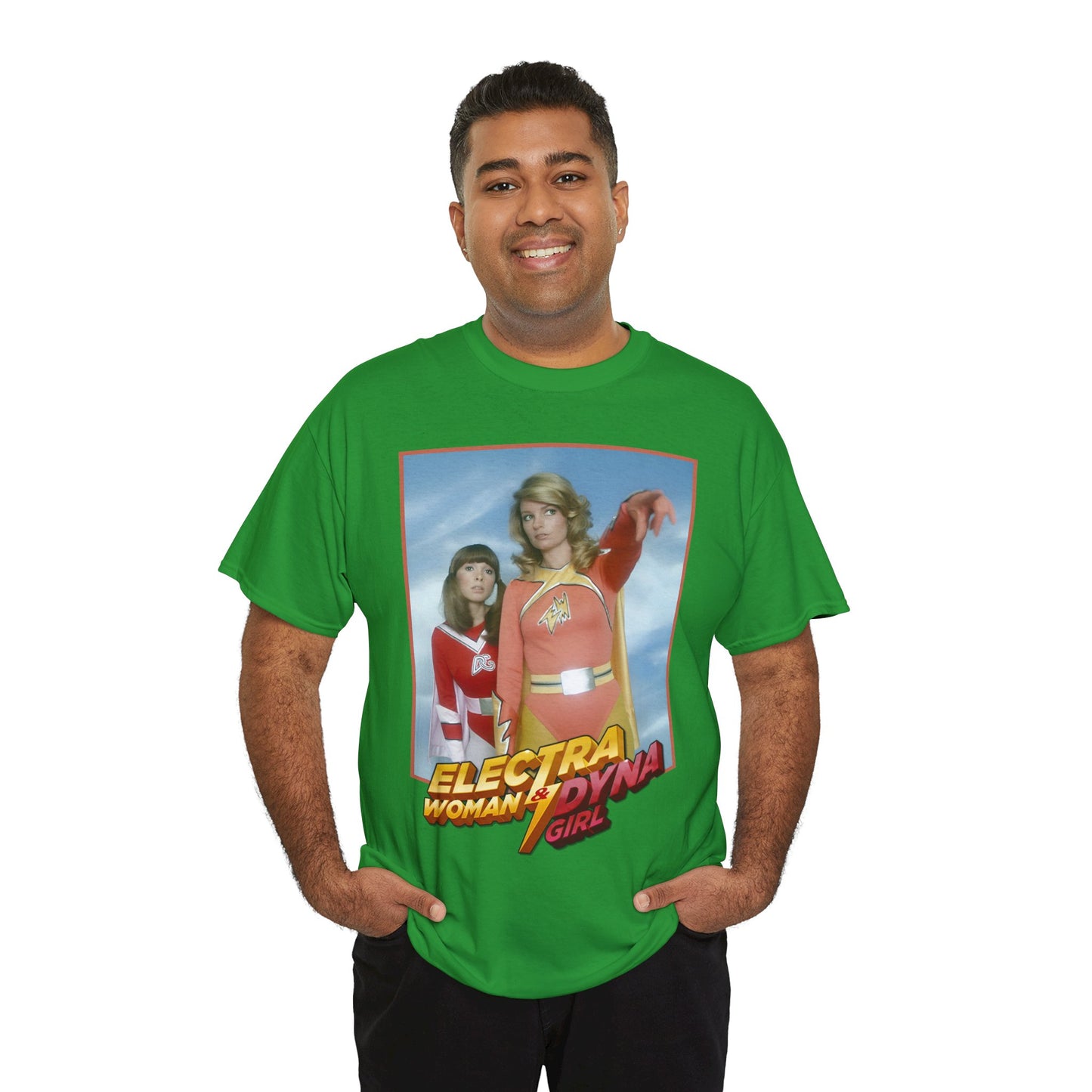 Electra Woman & Dyna Girl T-Shirt - Popular Krofft Supershow Characters from the 1970s - Deidre Hall & Judy Strangis
