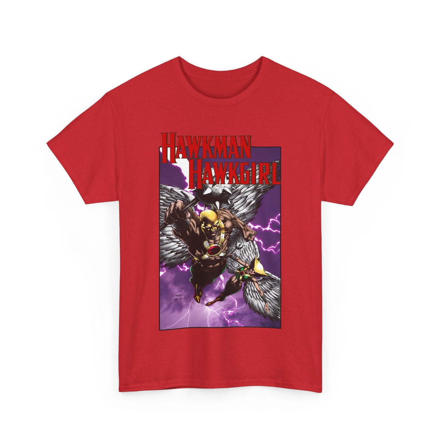 Hawkman & Hawkgirl T-Shirt - David Finch Art - Carter & Shayera Hall - JLA & JSA Members - DC Comics