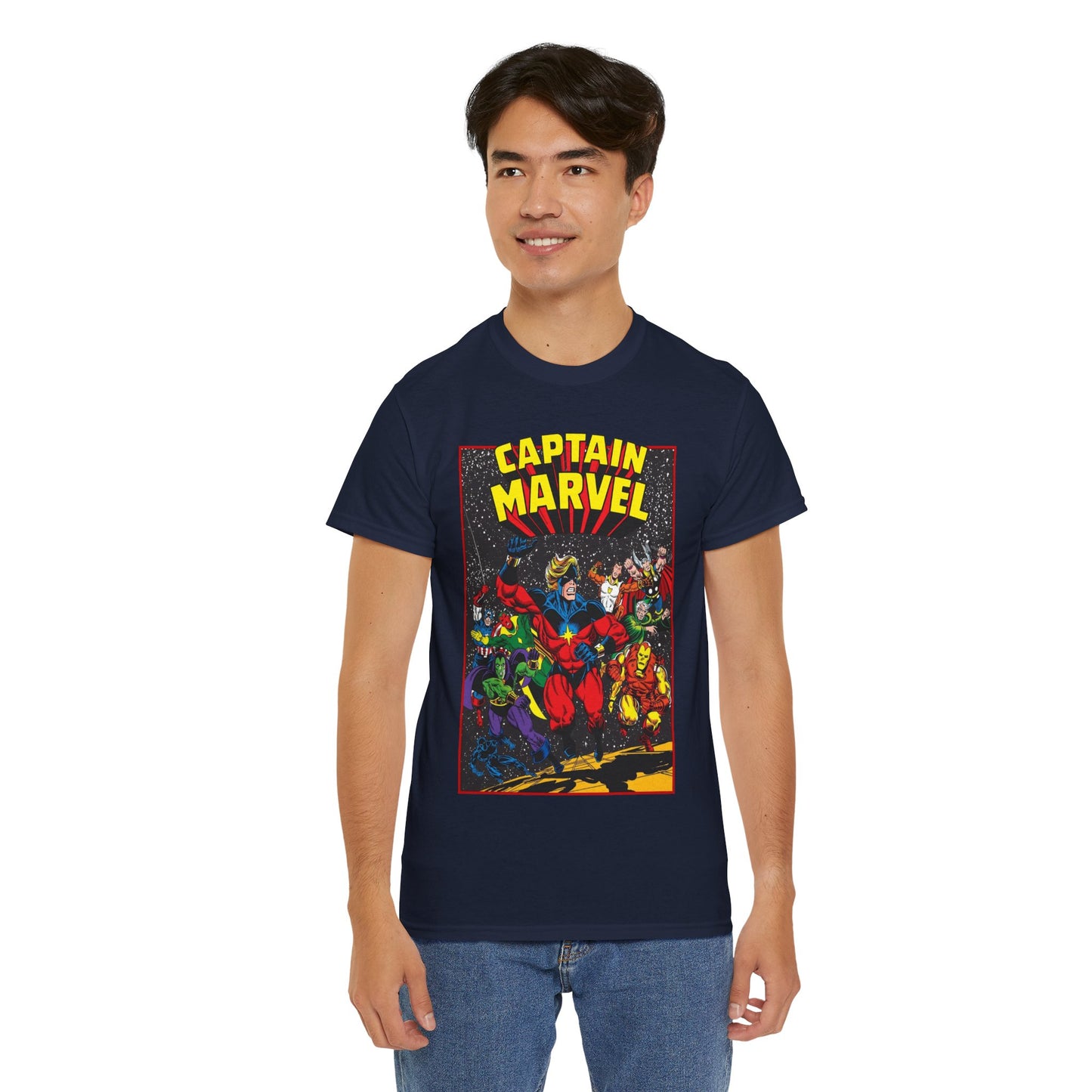 Captain Marvel T-Shirt - Marvel Comics - Jim Starlin Art - Mar-Vell - Kree - Cosmic Hero