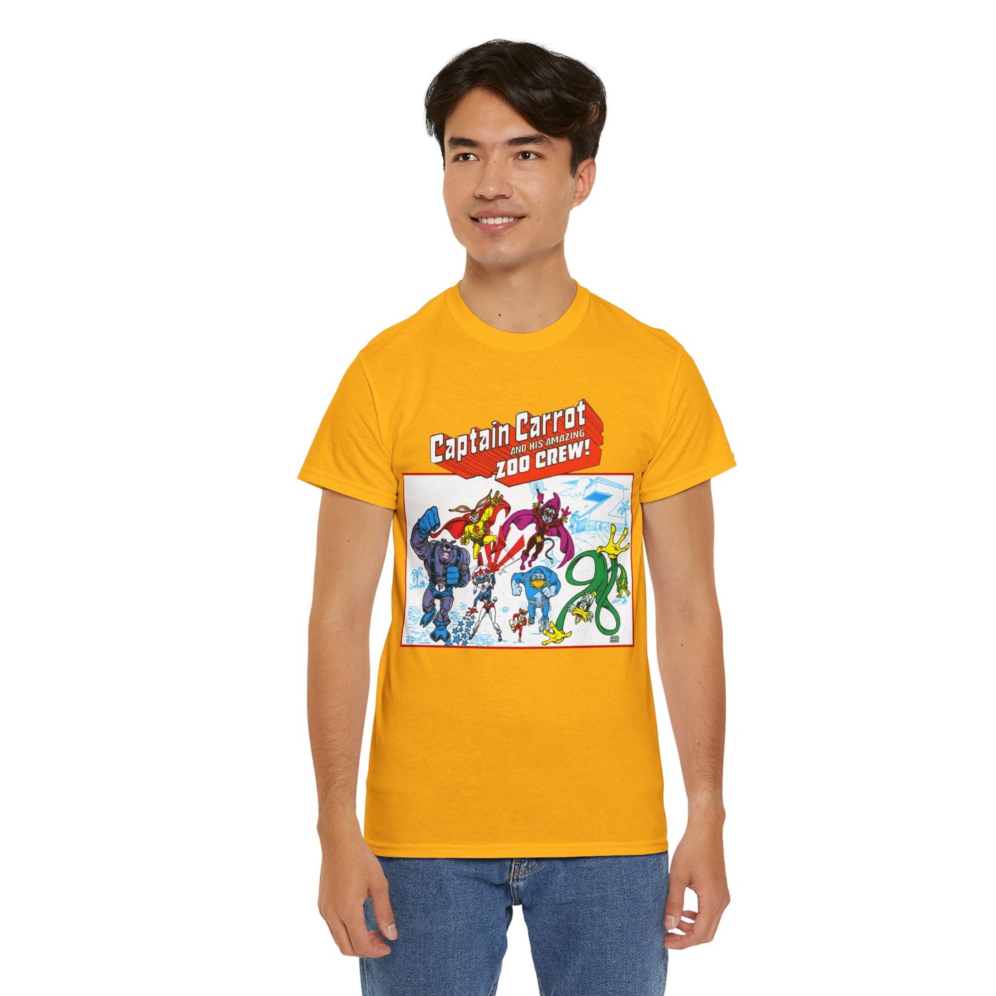 Captain Carrot & His Amazing Zoo Crew T-Shirt - DC Comics Series - Funny Animal Retro 1980s - Pig-Iron, Yankee Poodle, Rubberduck