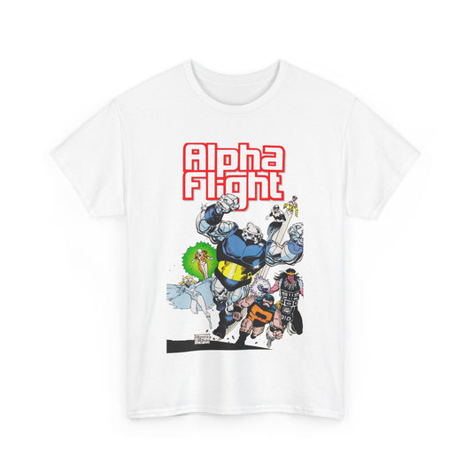 Alpha Flight T-Shirt - Mike Mignola Art - Shaman, Snowbird, Northstar, Aurora, Box, Vindicator, Puck - Canada's Super-Team - Marvel Comics