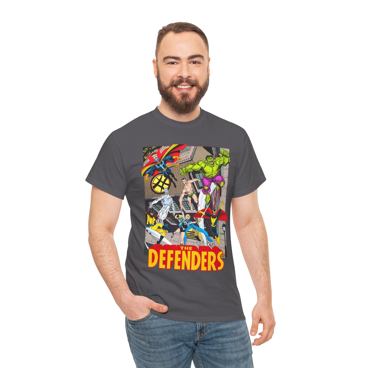 Defenders T-Shirt - John Byrne Art - Marvel Comics - Dr Strange, Nighthawk, Hulk