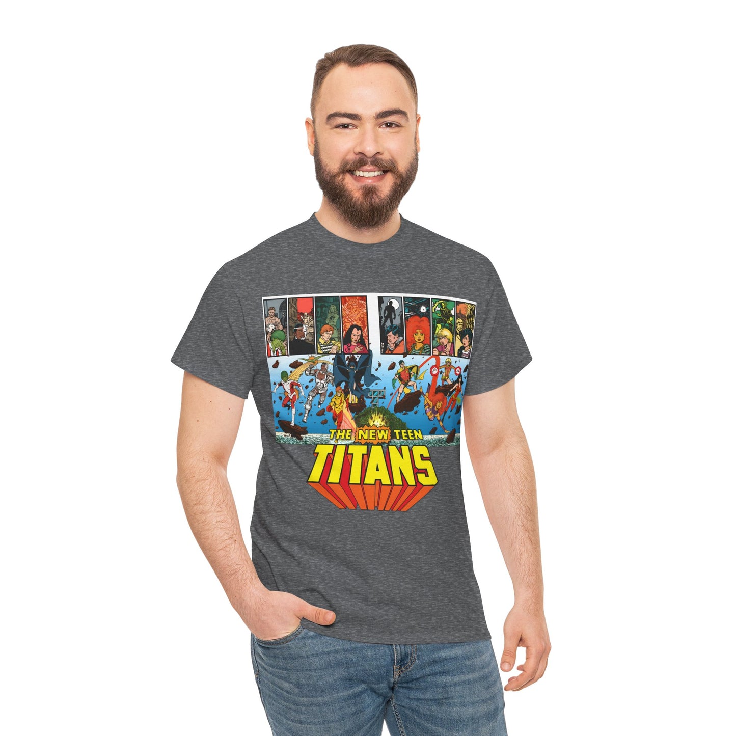 New Teen Titans T-Shirt - George Perez Art - Robin, Wonder Girl, Cyborg, Raven, Starfire, Kid Flash - DC Comics