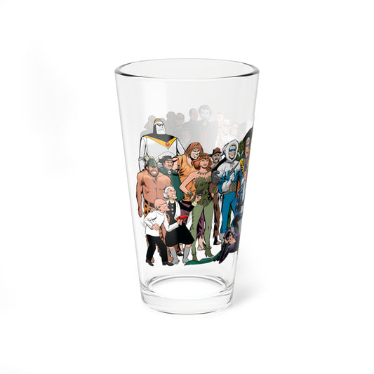 Secret Origins of Super-Villains Pint Glass, 16oz - DC Comics - Catwoman, Grodd, Lex Luthor, Joker, Mr Mxyzptlk, Mirror Master, Poison Ivy - Dick Giordano Art