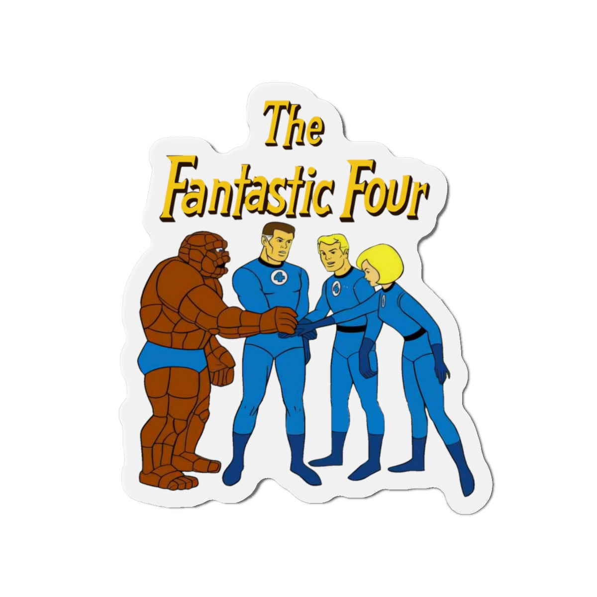 Fantastic Four Die-Cut Magnet - Hanna-Barbera Cartoon - Reed Richards, Invisible Girl, Human Torch, The Thing - Marvel Comics - 3", 4", 5", 6"