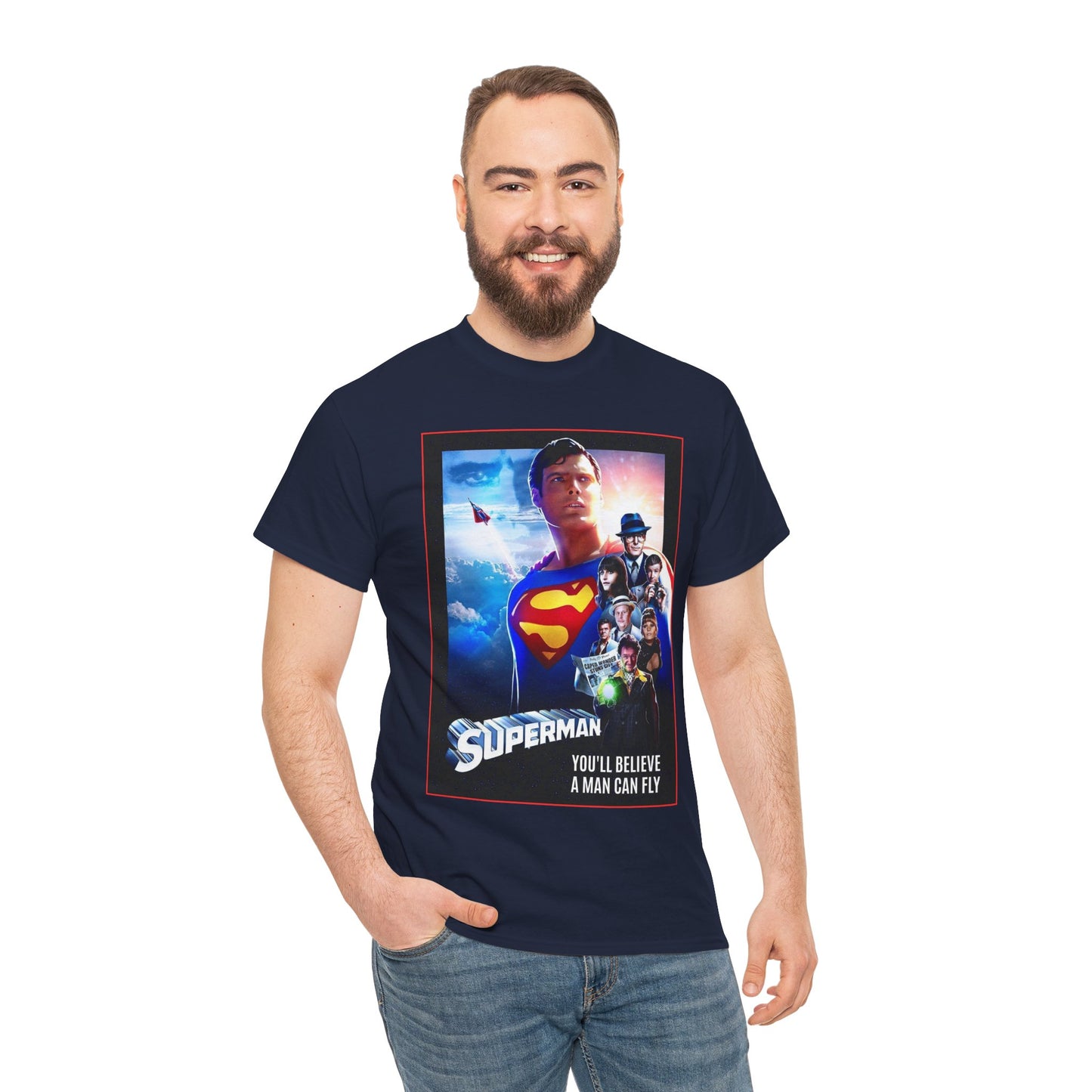 Superman The Movie T-Shirt - Christopher Reeve, Gene Hackman, Margot Kidder - Beloved 1970s Warner Brothers Movie - Krypton, Smallville, Metropolis - DC Comics