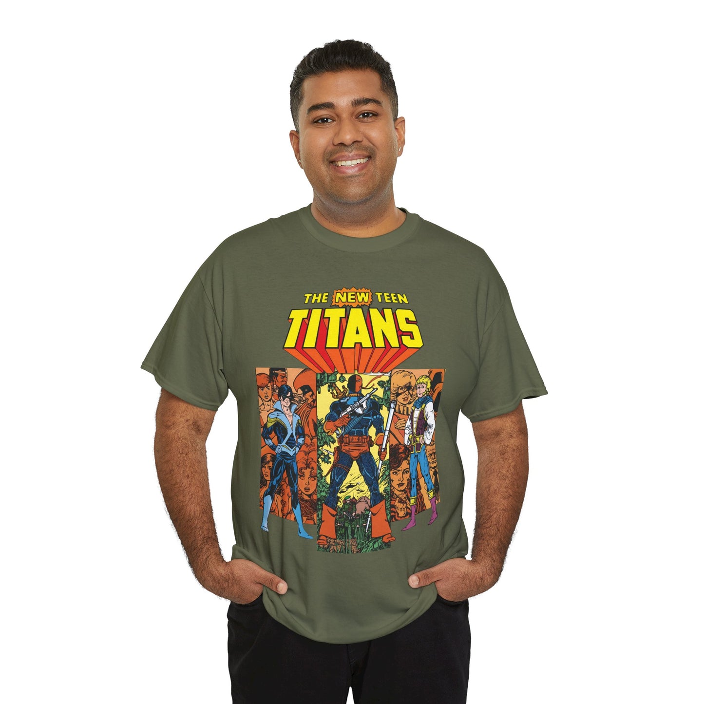 New Teen Titans T-Shirt - George Perez Art - Judas Contract - Nightwing, Jericho, Deathstroke, Changeling. Starfire - DC Comics
