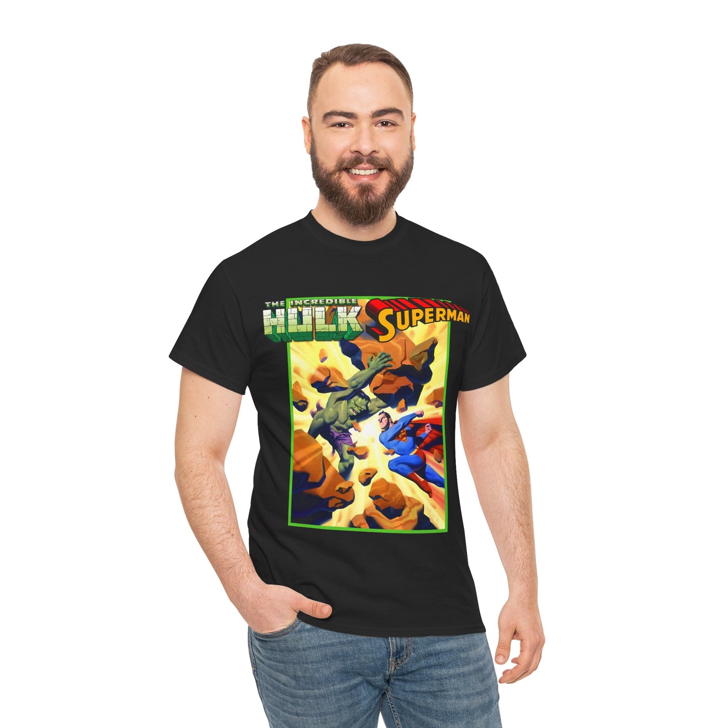 Incredible Hulk Vs Superman T-Shirt - Amazing Steve Rude Art - DC Comics & Marvel 90s Crossover - Bruce Banner, Clark Kent