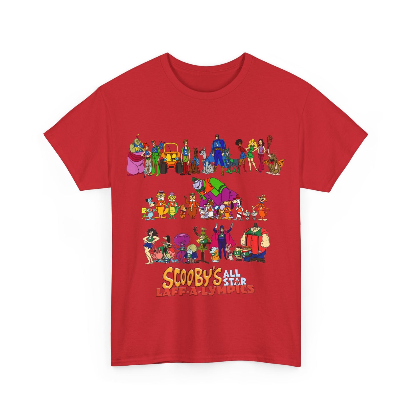 Scooby's All-Star Laff-A-Lympics T-Shirt - Hanna-Barbera Cartoon - Speed Buggy, Yogi Bear, Grape Ape, Scooby Dum, Shaggy, Wally Gator