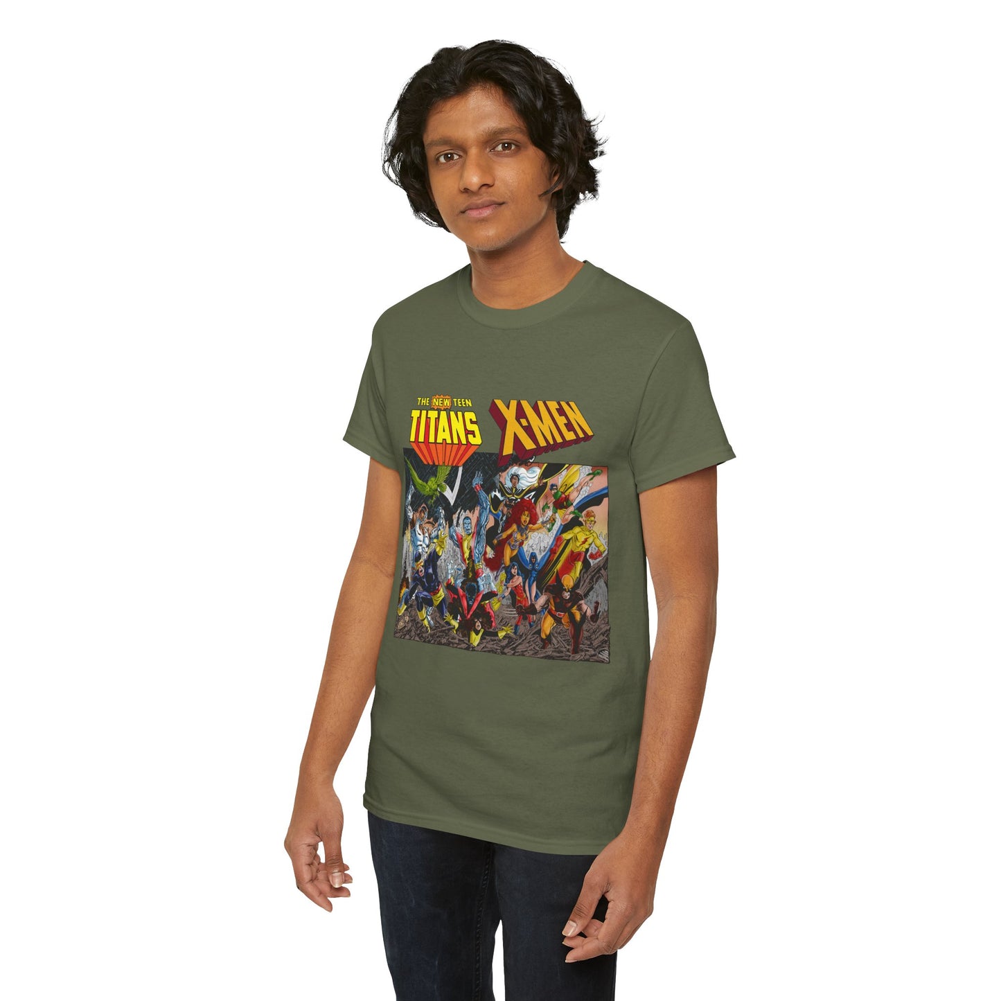 Uncanny X-Men Vs New Teen Titans T-Shirt - Amazing John Byrne Art - DC Comics, Marvel Comics Crossover - Wolverine, Starfire, Cyclops, Storm, Raven, Wonder Girl