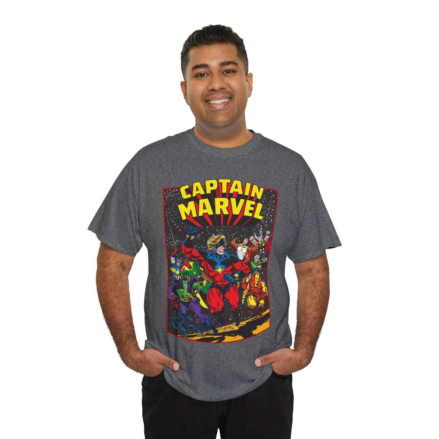 Captain Marvel T-Shirt - Marvel Comics - Jim Starlin Art - Mar-Vell - Kree - Cosmic Hero