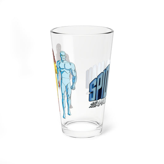 Spider-Man & His Amazing Friends Pint Glass, 16oz - Firestar, Iceman - 1980s Saturday Morning Cartoon - Marvel