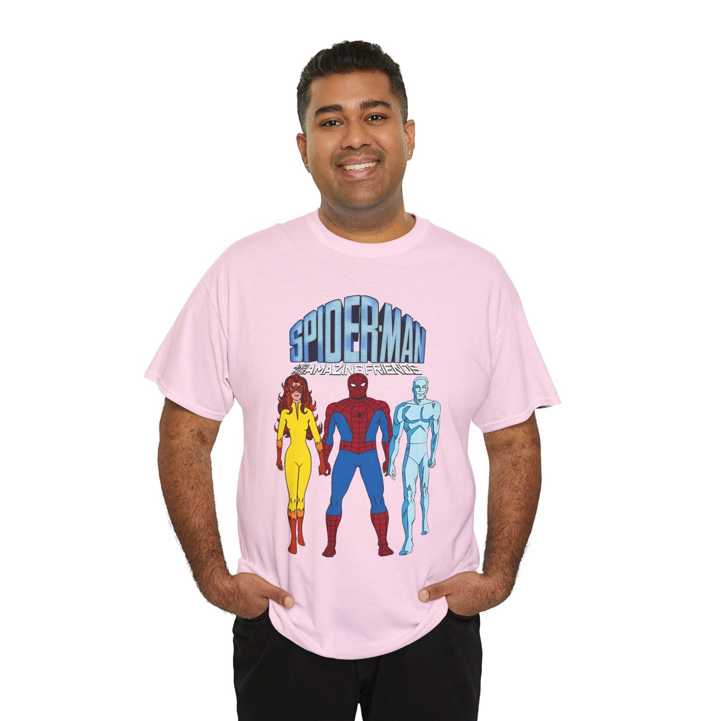 Spider-Man & His Amazing Friends T-Shirt - Spidey, Firestar, Iceman - Popular 1980s Marvel TV Cartoon - Marvel Comics