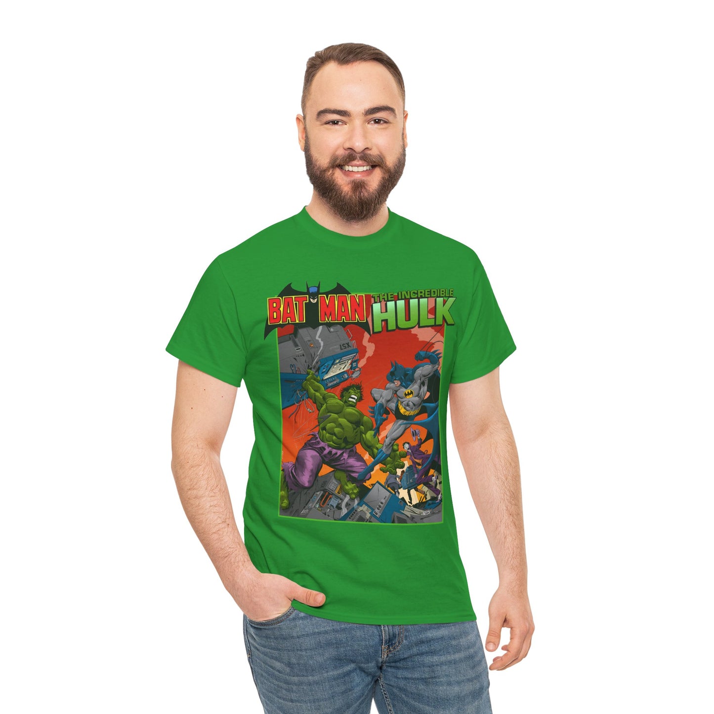 Batman Vs Incredible Hulk T-Shirt - DC Comics & Marvel - Joker - 1970s Team-Up
