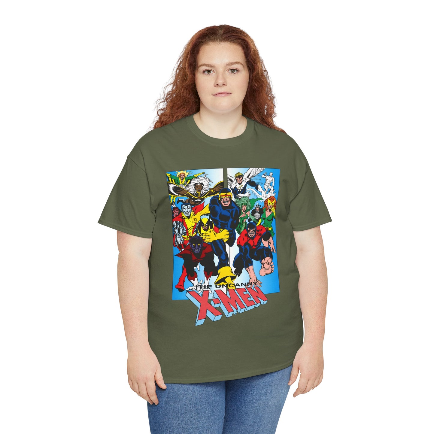 Uncanny X-Men T-Shirt - Classic Dave Cockrum Art - Popular Marvel Comics Series - Wolverine, Storm, Cyclops, Nightcrawler, Jean Grey, Iceman, Banshee, Beast