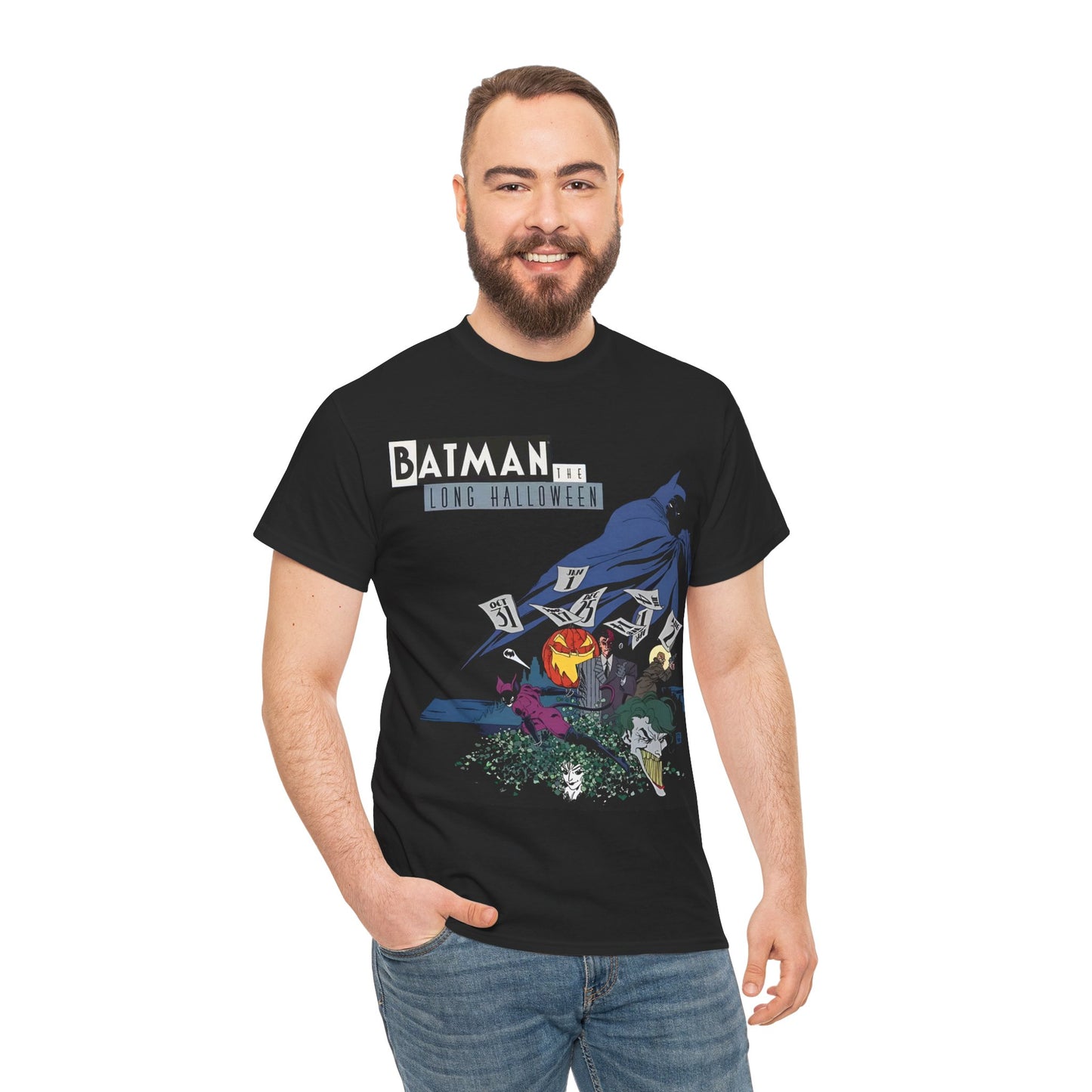 Batman The Long Halloween T-Shirt - Stunning Tim Sale Art - Joker, Catwoman, Two-Face, Poison Ivy, Commissioner Gordon - DC Comics - Classic Story