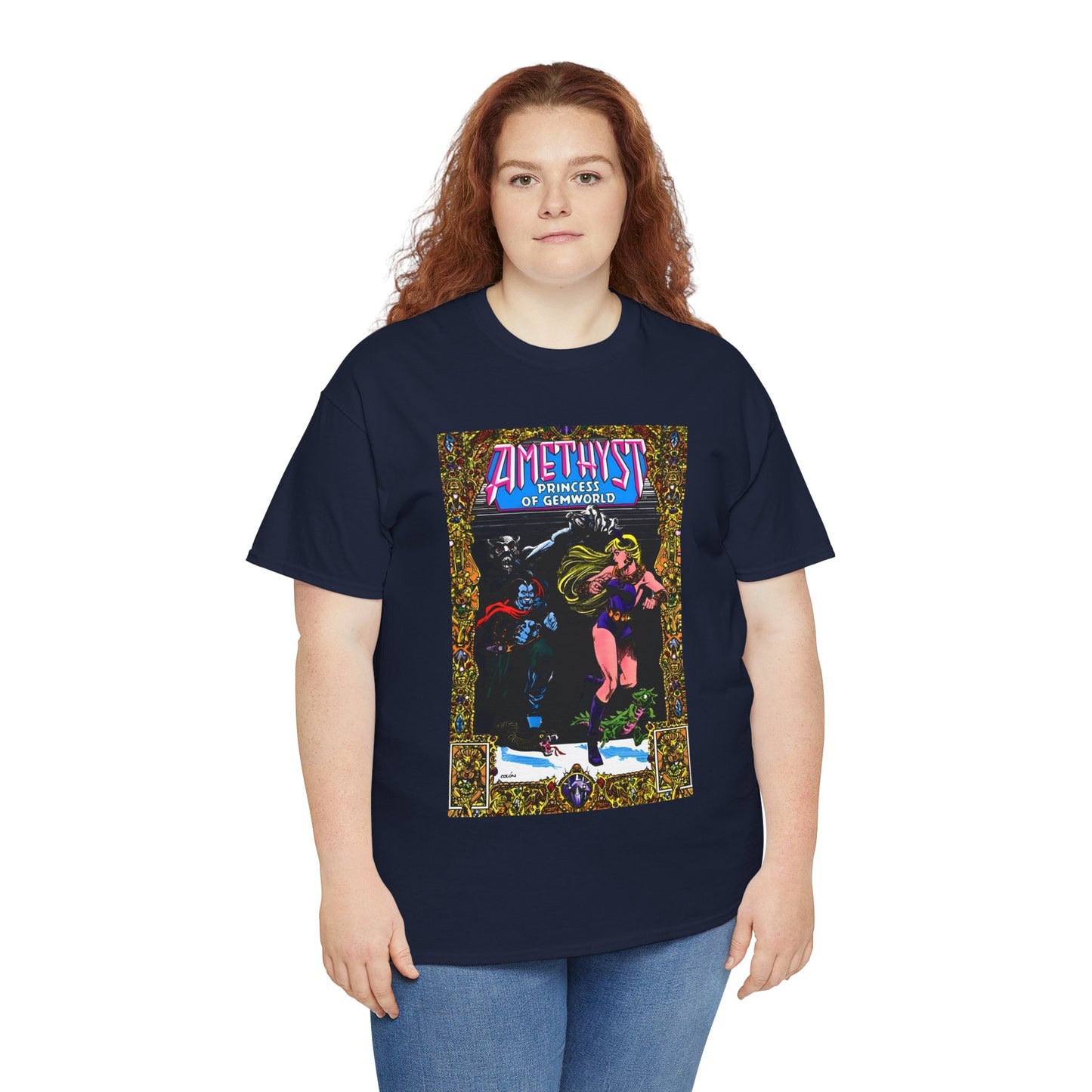 Amethyst Princess of Gemworld T-Shirt - Ernie Colon Art - Bejeweled Cover - Dark Opal - DC Comics
