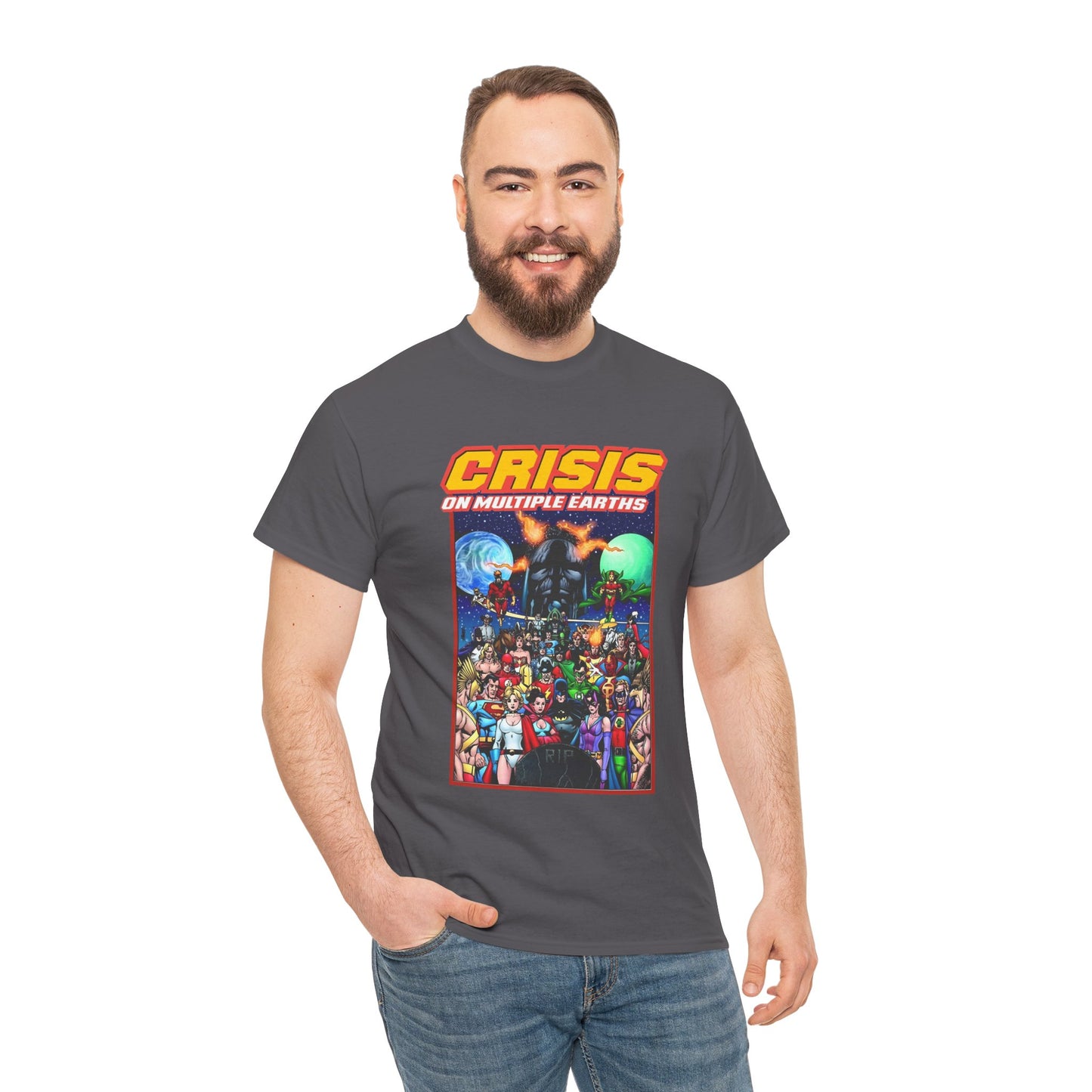 Crisis on Multiple Earths T-Shirt - George Perez Art - JSA & JLA Team-ups - Superman, Batman, Zatanna, Huntress, Power Girl, Hawkman, New Gods, Darkseid - DC Comics