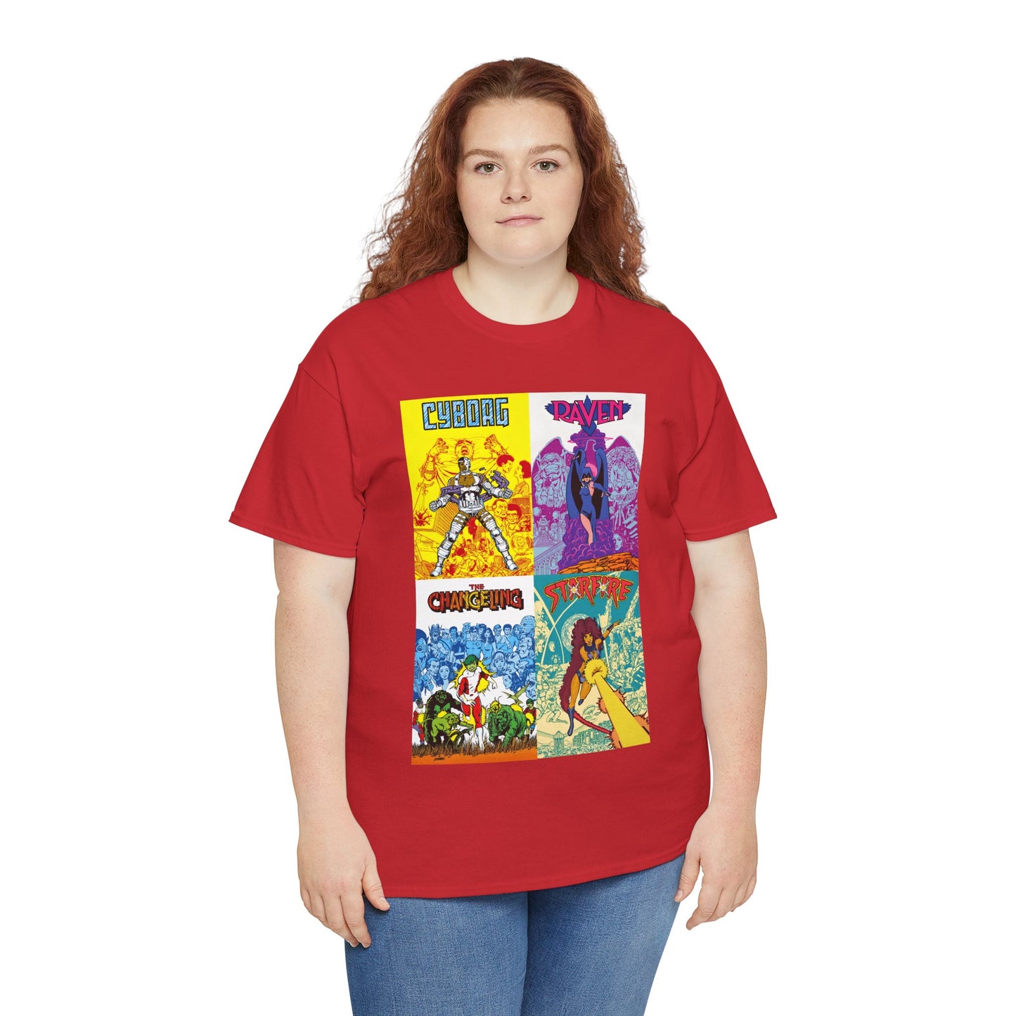 Tales of the New Teen Titans T-Shirt - George Perez Art - Cyborg, Raven, Changeling, Starfire - 1980s Mini-Series Showcasing Their Origins - DC Comics