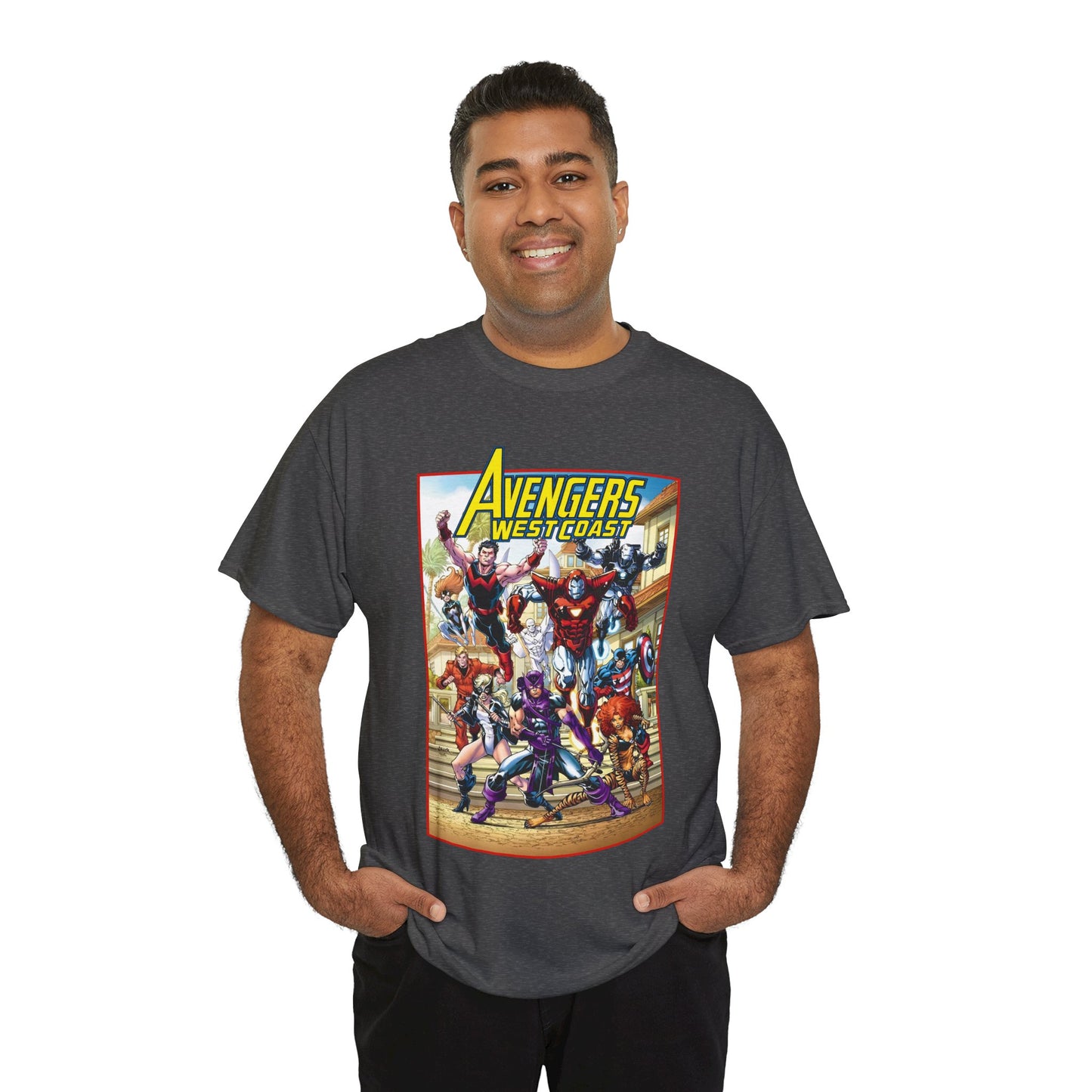 West Coast Avengers T-Shirt - Todd Nauck Art - Hawkeye, Iron Man, Wonder Man, Tigra, Vision - Marvel Comics