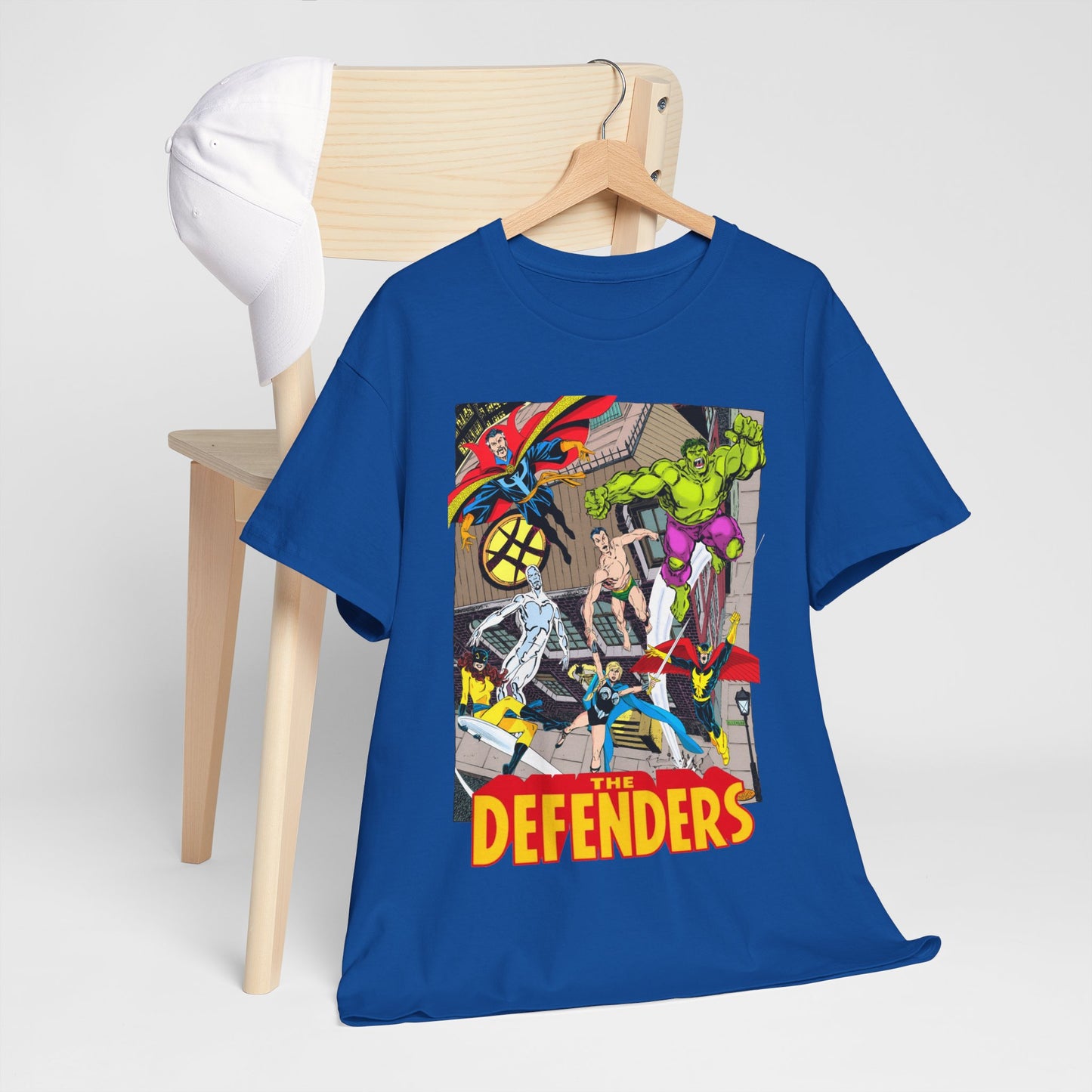 Defenders T-Shirt - John Byrne Art - Marvel Comics - Dr Strange, Nighthawk, Hulk