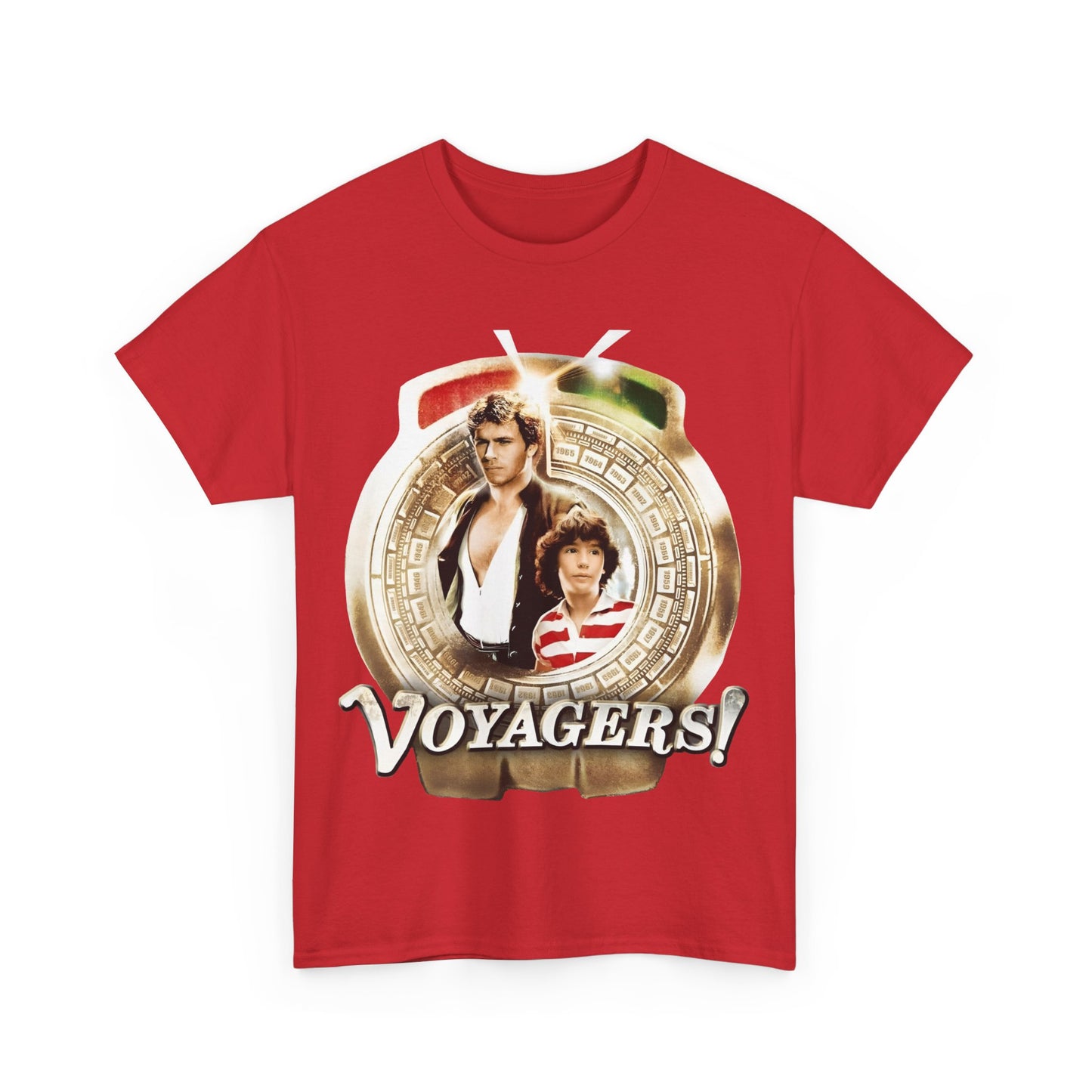 Voyagers T-Shirt - Jon-Erik Hexum, Meeno Peluce - Omni - Popular 1980s Time Travel TV Show - Cult Classic