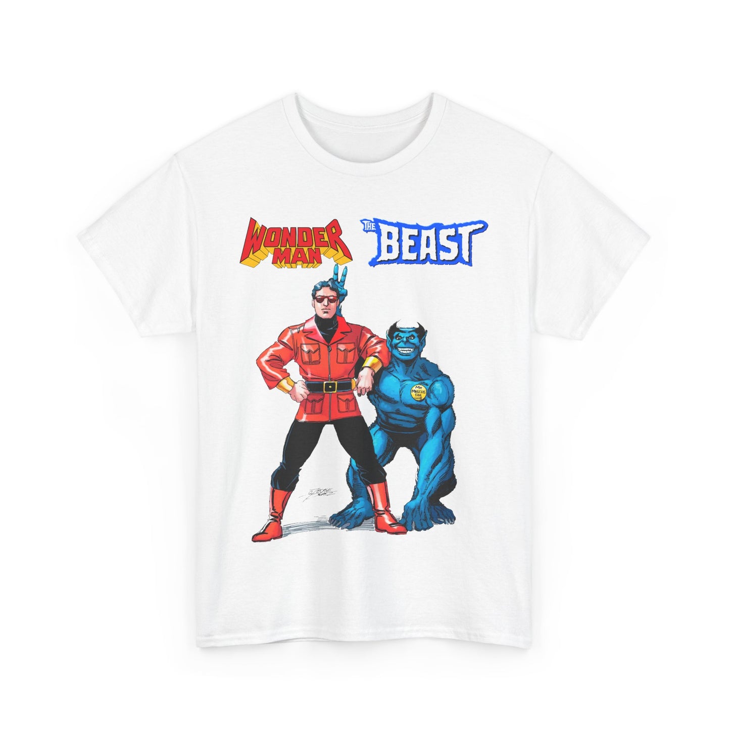 Wonder Man & Beast T-Shirt - George Perez Art - Popular Avengers, X-Men Members - Simon Williams & Hank McCoy - Marvel Comics