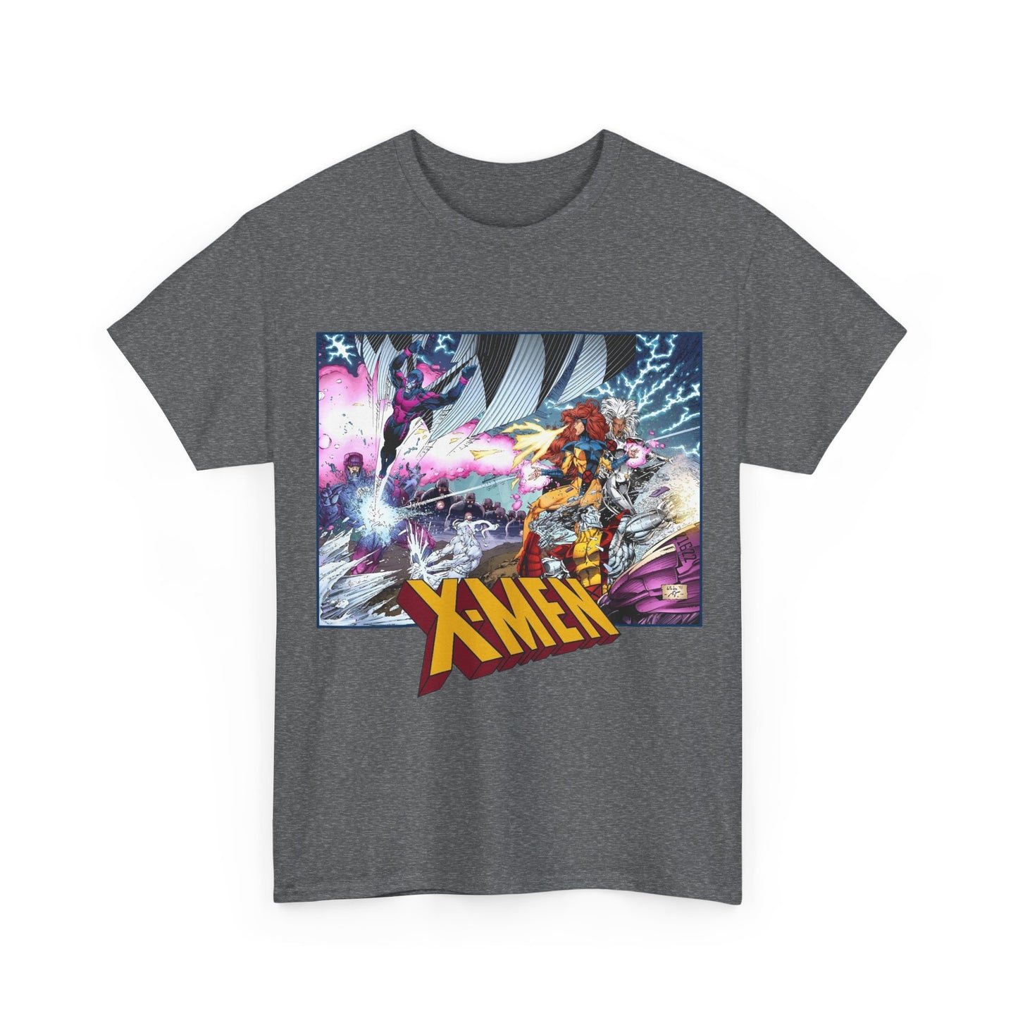 X-Men T-Shirt - Whilce Portacio Art - Storm, Jean Grey, Archangel, Iceman - Fighting Sentinels - Marvel Comics