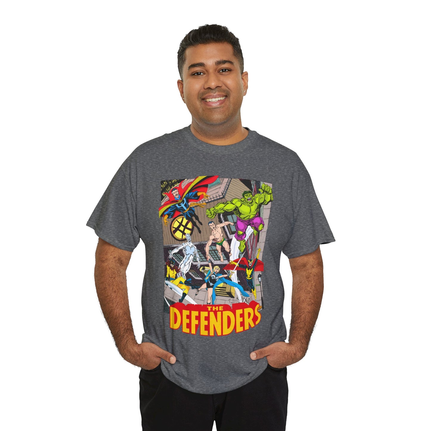 Defenders T-Shirt - John Byrne Art - Marvel Comics - Dr Strange, Nighthawk, Hulk