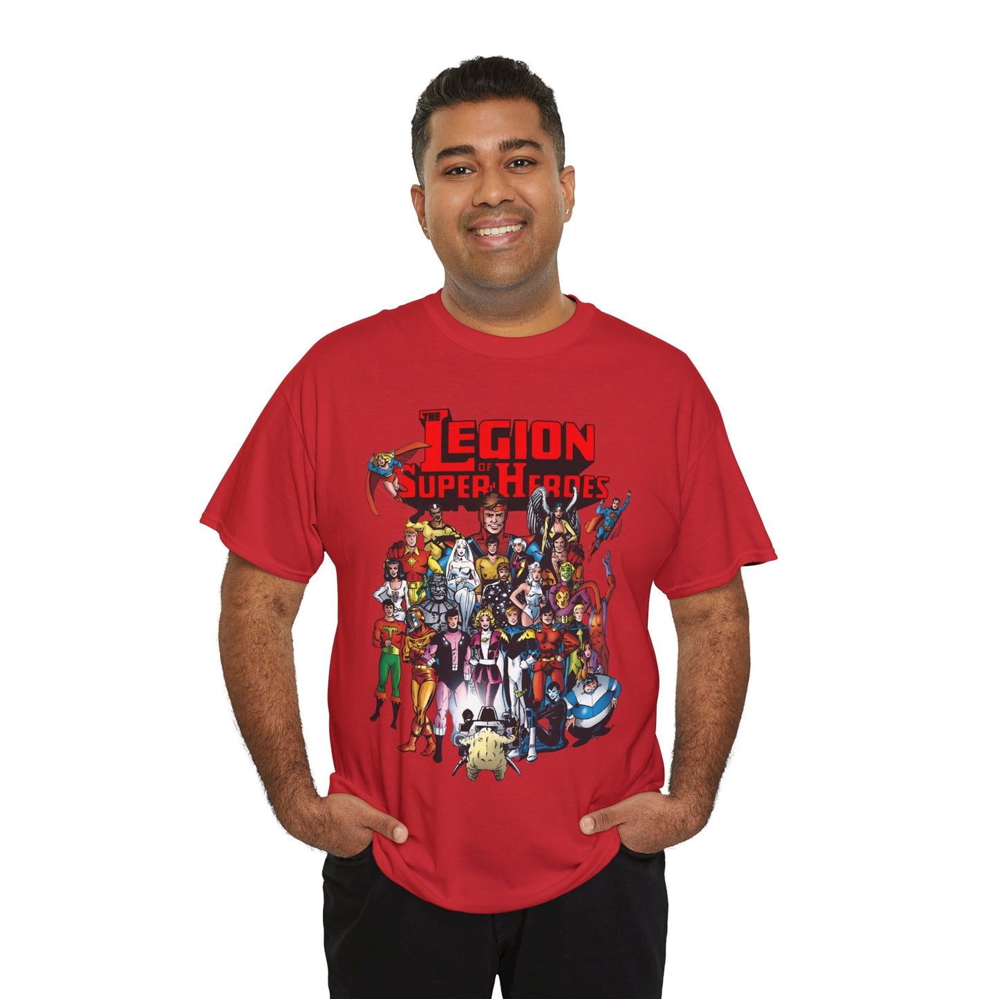 Legion of Super-Heroes T-Shirt - #300 Cover Art - Cosmic Boy, Saturn Girl, Superboy, Wildfire, Mon-El, Dream Girl, Brainiac 5, Supergirl - DC Comics