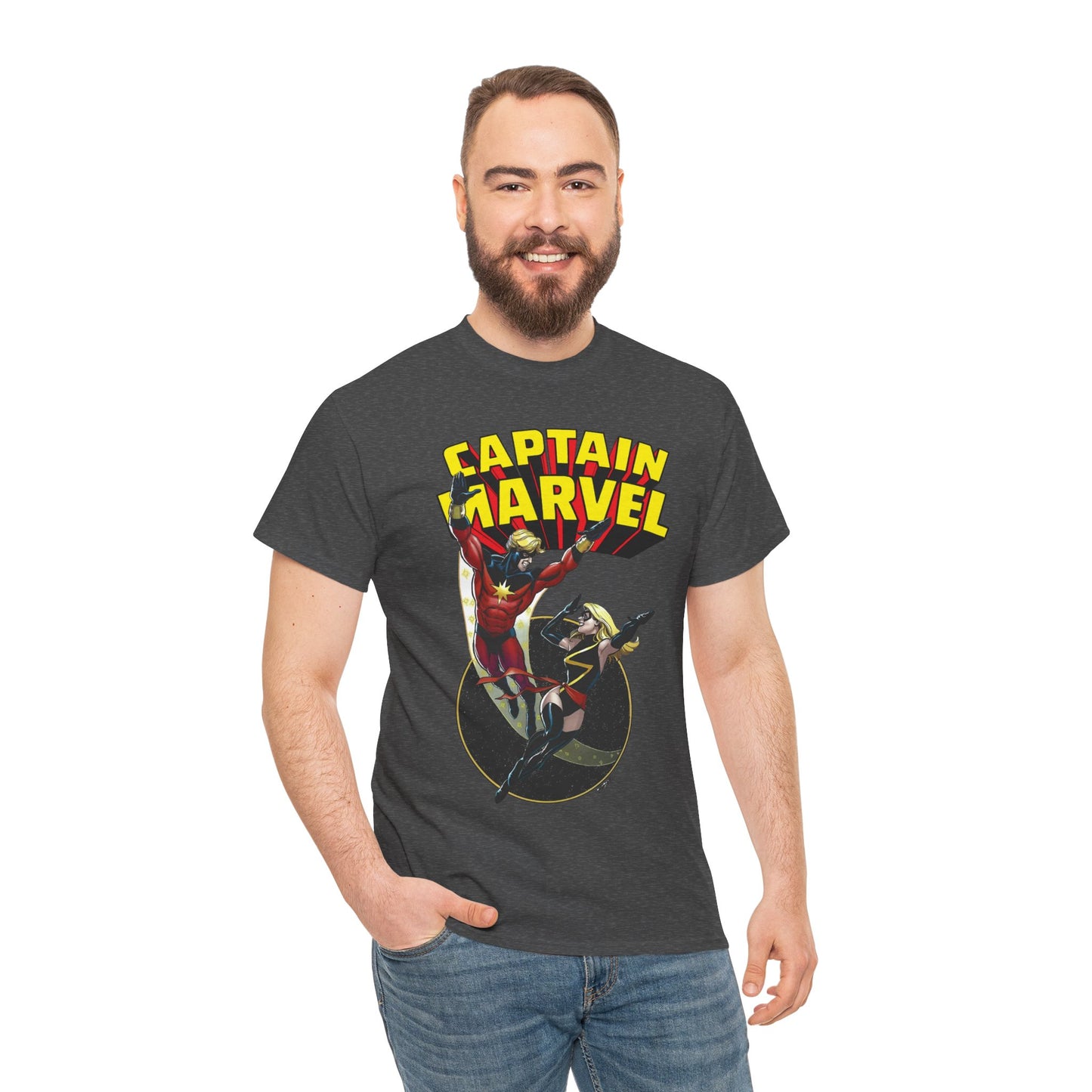 Captain Marvel T-Shirt - George Perez Art - Mar-Vell & Carol Danvers - Kree Empire - Marvel Comics