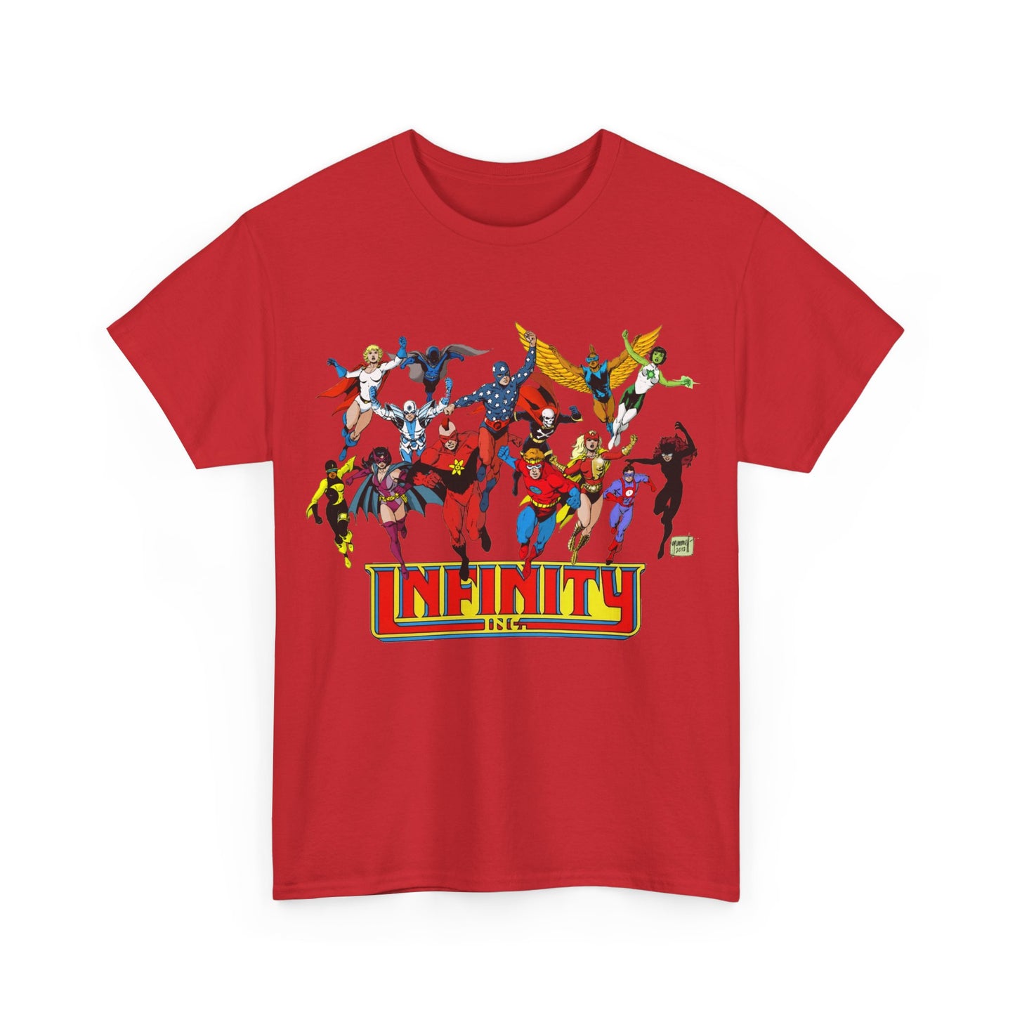 Infinity Inc Shirt - Tom Grummett Art - Jade, Obsidian, Huntress, Power Girl, Fury, Silver Scarab, Wildcat, Star-Spangled Kid - JSA Successors - DC Comics