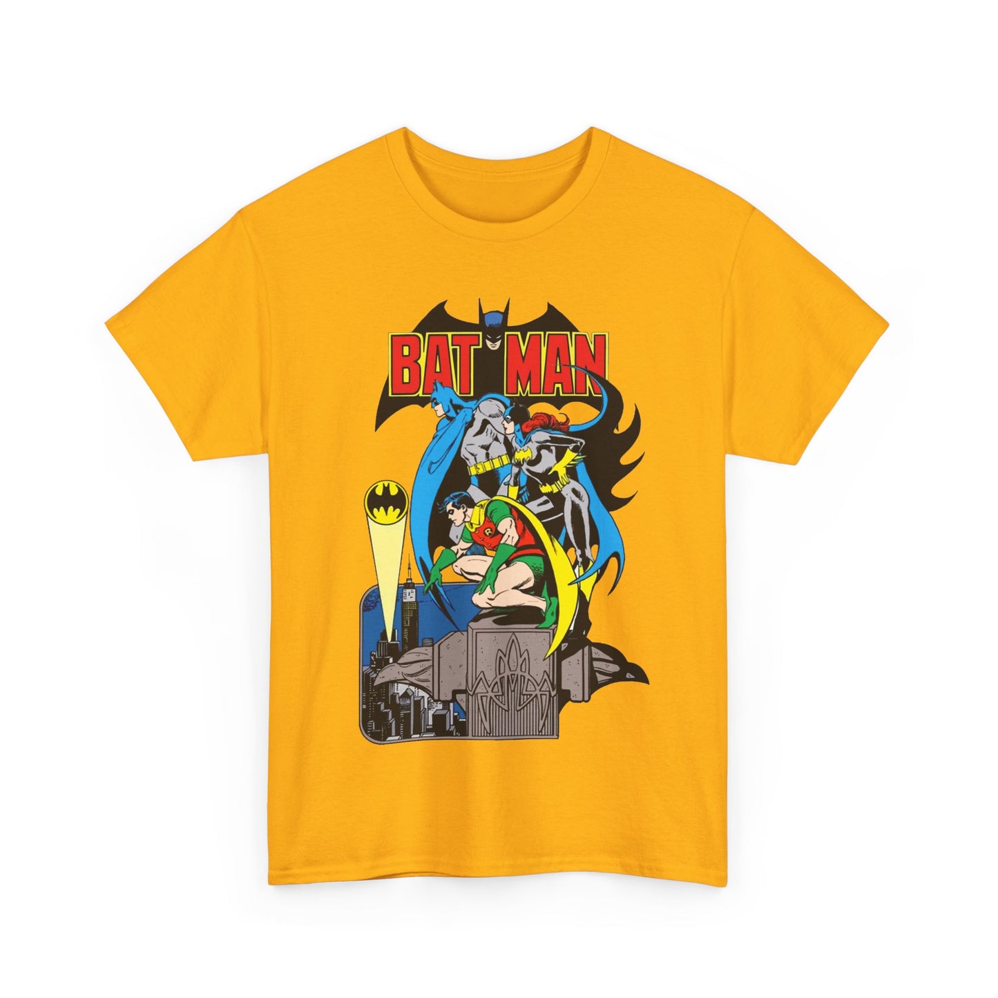 Batman, Robin & Batgirl T-Shirt - José Luis García-López Art - DC Comics Style Guide - 1970s Retro Art - Gotham City - Bat Signal